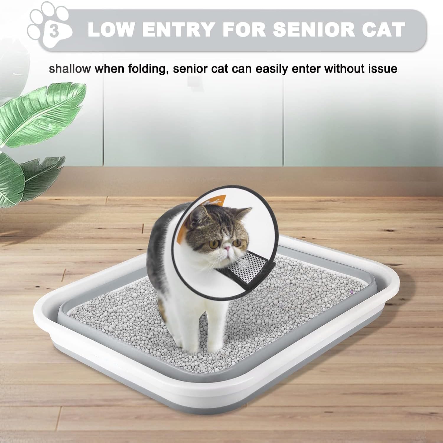 Maohegou Large Cat Litter Box for Kittens to Senior Cat, Elderly and Fat Cat,Elderly cat Mobility Issues,Foldable Travel Litter