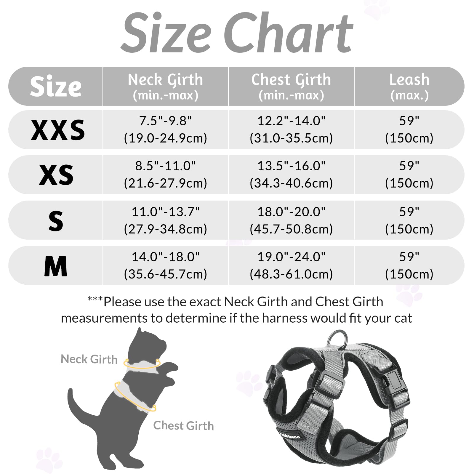 Rabbitgoo Cat Harness And Leash For Walking, Escape Proof Soft Adjustable Vest Harnesses For Cats, Easy Control Breathable Reflective Strips Jacket, Grey, Xxs