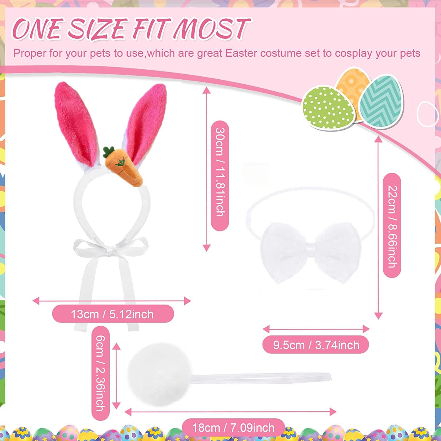 Dog Bunny Ears And Dog Easter Bow Tie, Pet Easter Outfit