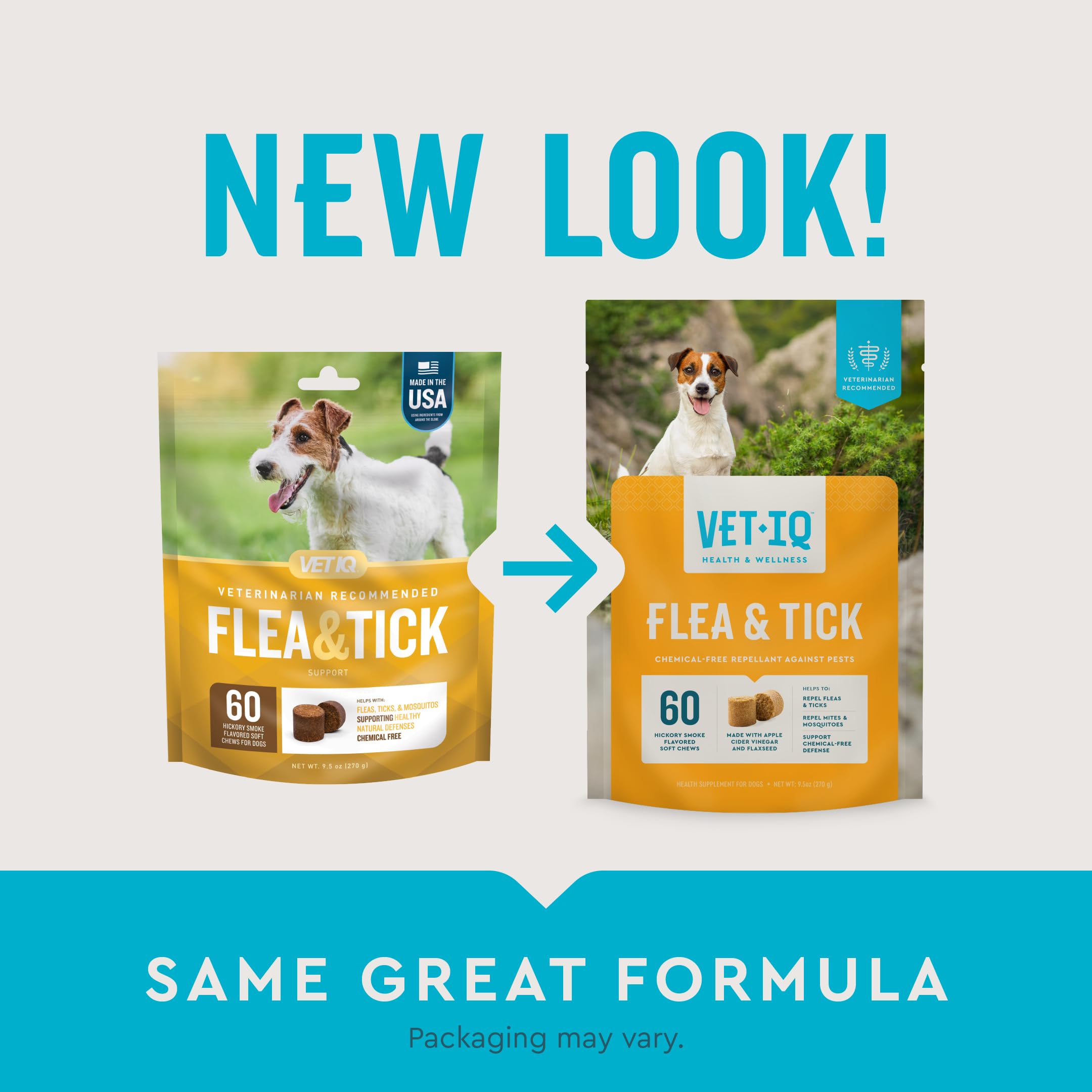 VetIQ Flea & Tick Support for Dogs, Flea and Tick Chewable for Dogs, Supports Dogs Natural Flea Defenses, Free of Added Chemica