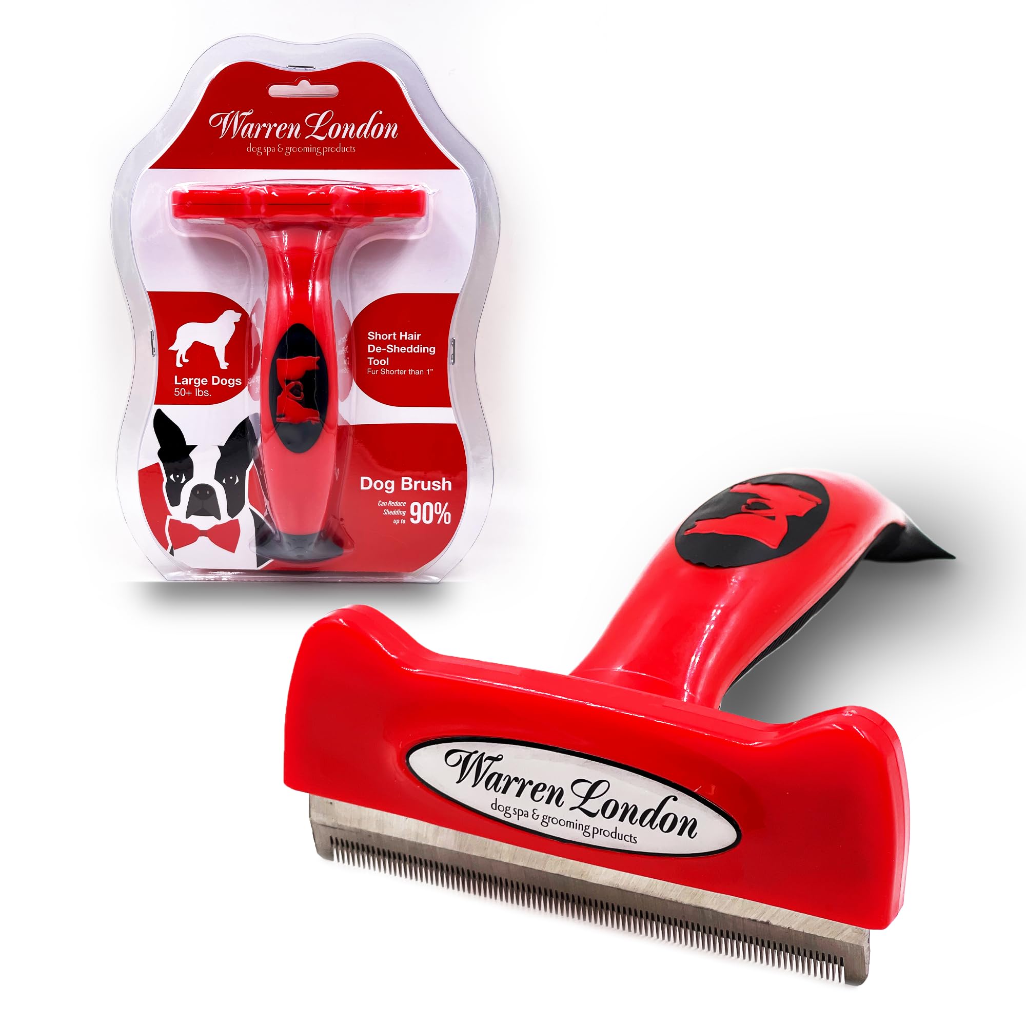 Deshedding Dog Brush By Warren London | Stainless Steel Deshedding Tool | Short Hair - Large