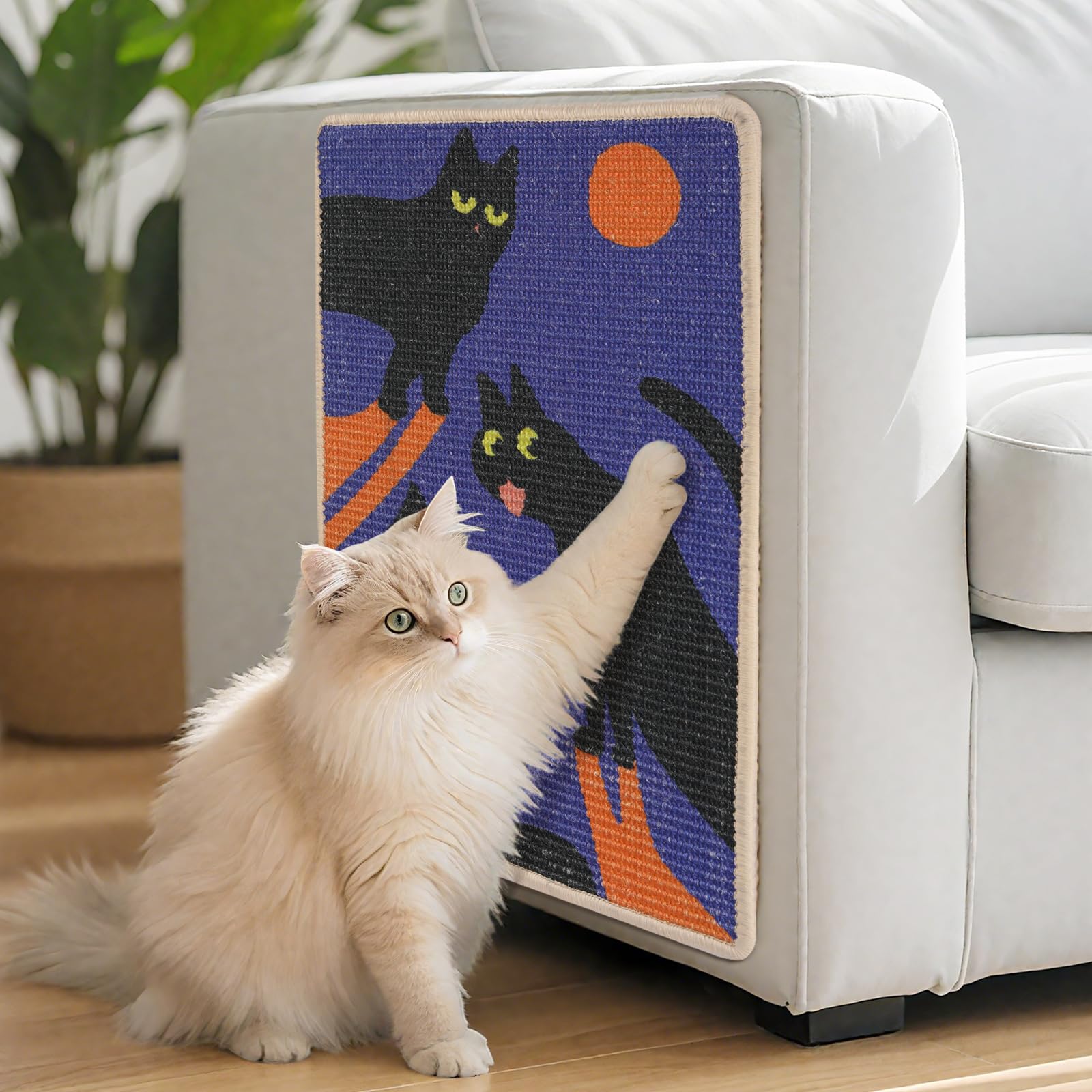 3-In-1 Sisal Cat Scratcher Mat 23.6X15.7'' Protects Carpet Couch & Furniture With Sticker Tape, Floor & Wall Cat Scratching Pad,