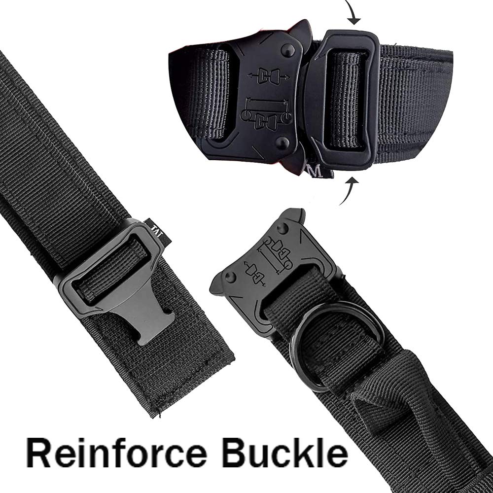 Tactical Dog Collar Military Dog Collar Adjustable Nylon Dog Collar Heavy Duty Metal Buckle With Handle For Dog Training (Black,Xl)