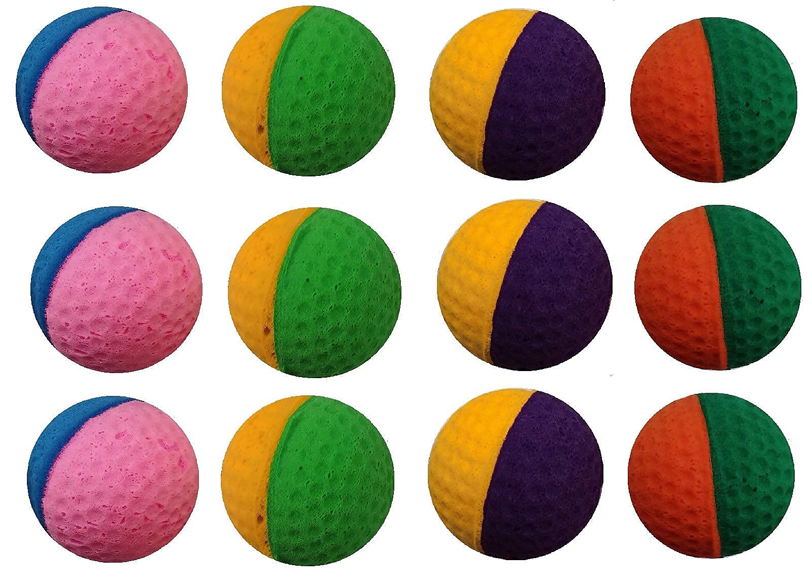 12 Pack Pet Ball Foam Sponge Ball Cat Toy Soft Bouncy Noise Free (12Pcs Pet Ball Foam Sponge Ball)