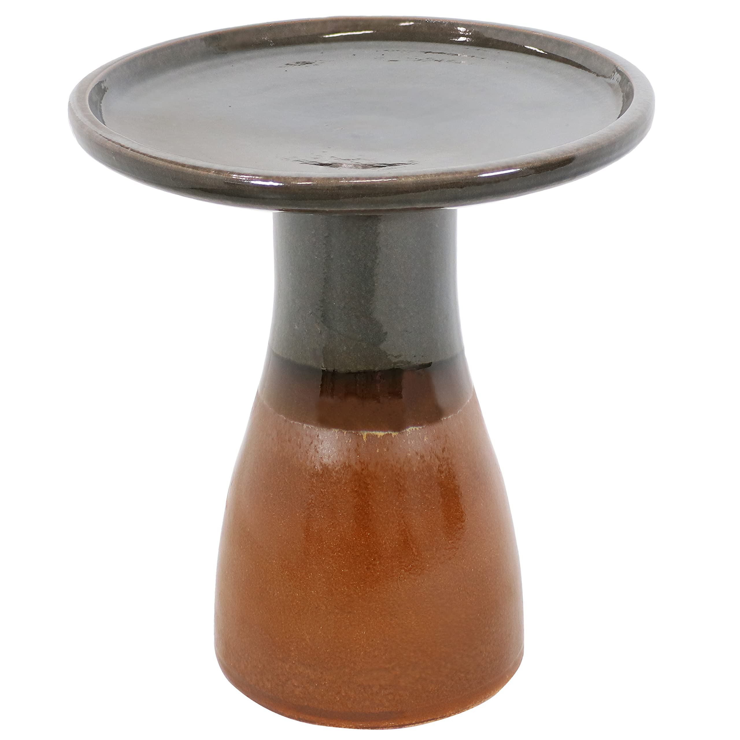 Sunnydaze 21-Inch H Ceramic Bird Bath for Outside - Hand-Painted Outdoor Bird Bath Bowl, UV/Frost-Resistant Finish - Dusty Rose