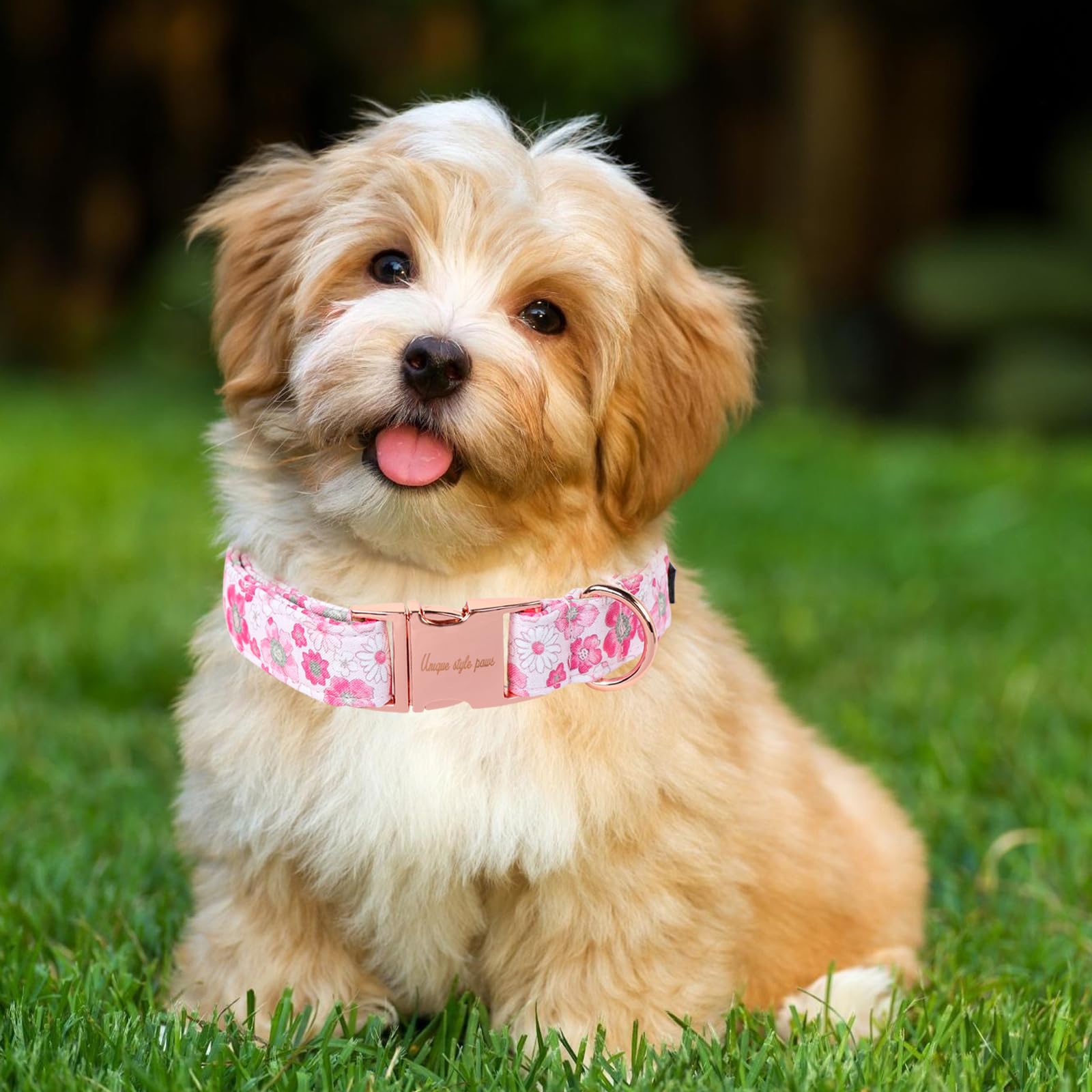 Unique Style Paws Summer Dog Collar, Cute Pink Dog Collar With Flower Pattern, Comfy&Breathable Puppy Collar For Dog,Cats Gifts