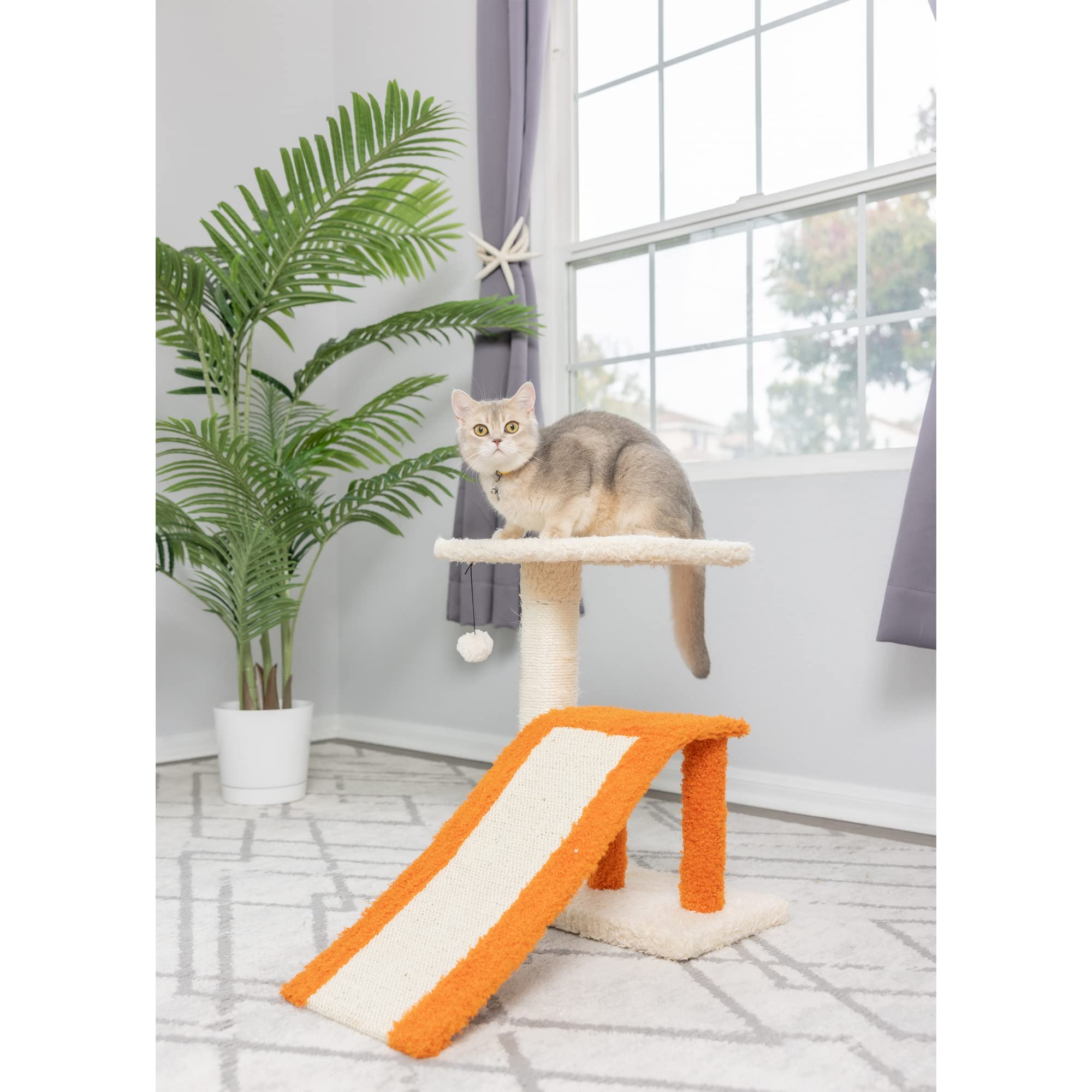 AeroMark Armarkat Model X2101 Two-Level Real Wood Cat Scratcher, Beige/Orange