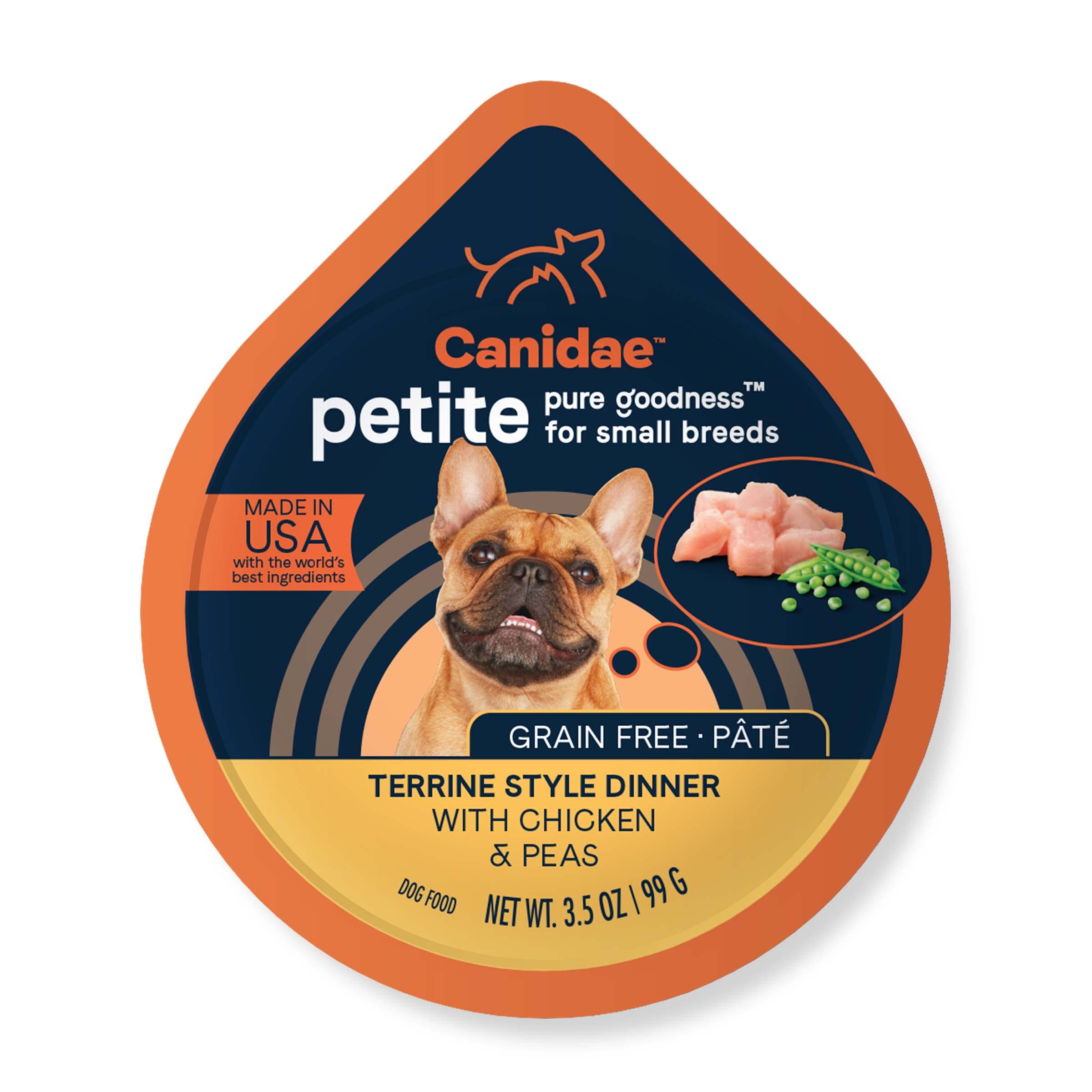 Canidae Pure Petite Premium Wet Dog Food for Small Breeds, Pate with Chicken & Peas, 3.5 oz, (Case of 12) Grain Free