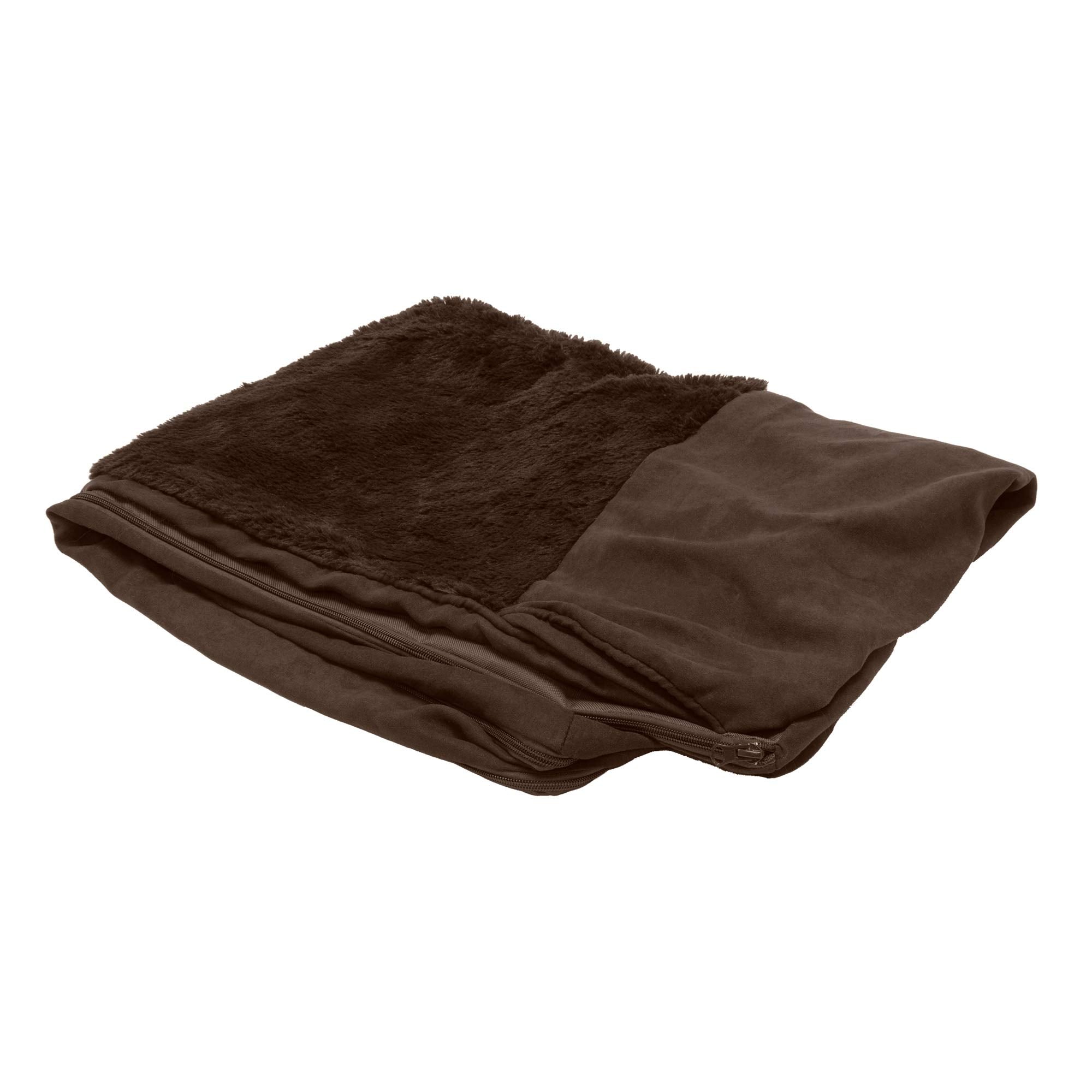 Furhaven Replacement Dog Bed Cover Plush & Suede Sofa-Style, Machine Washable - Espresso, Jumbo Plus (Xx-Large)