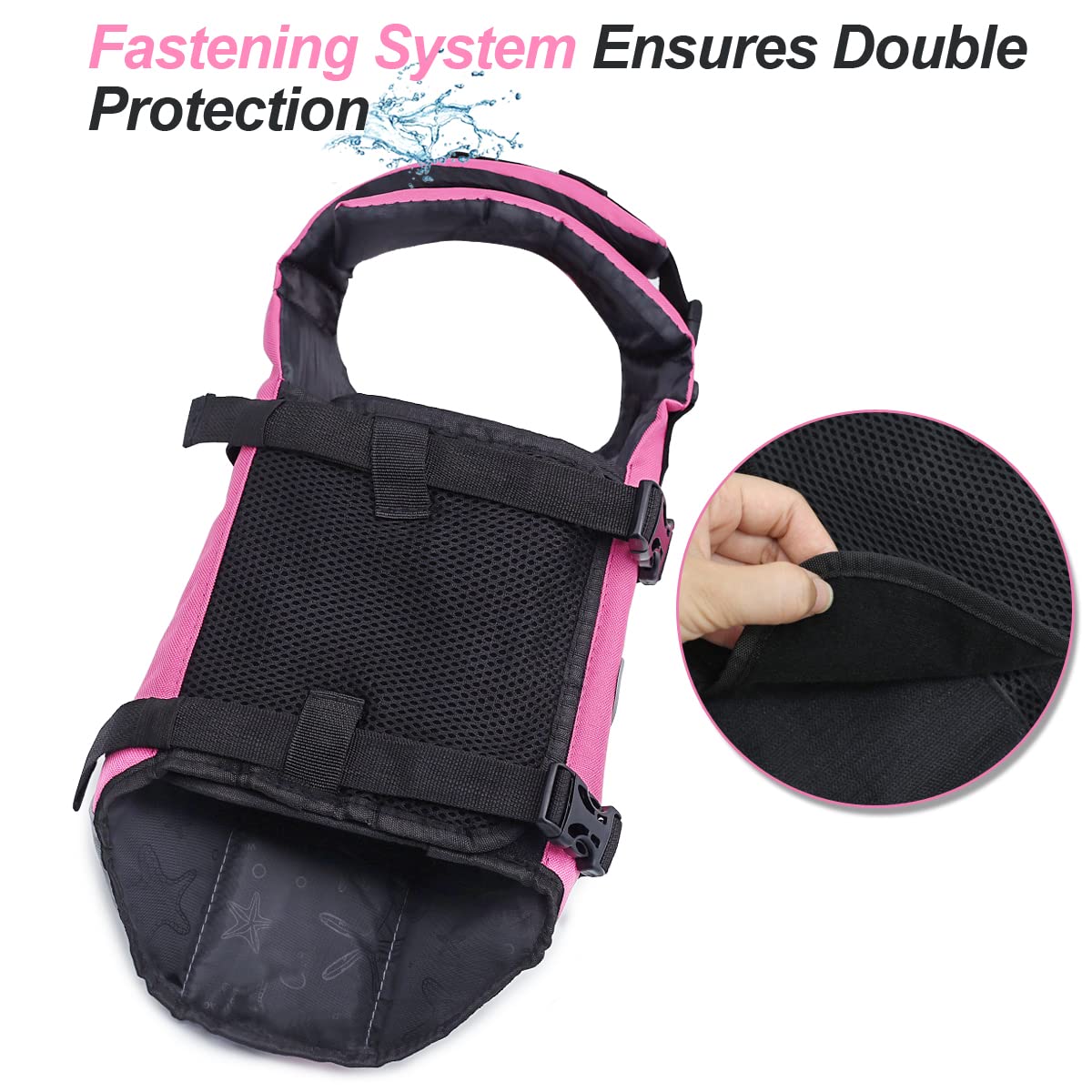 Vivaglory Ripstop Dog Life Jacket For Small Medium Large Dogs Boating, Dog Swimming Vest With Enhanced Buoyancy & Visibility, Pi