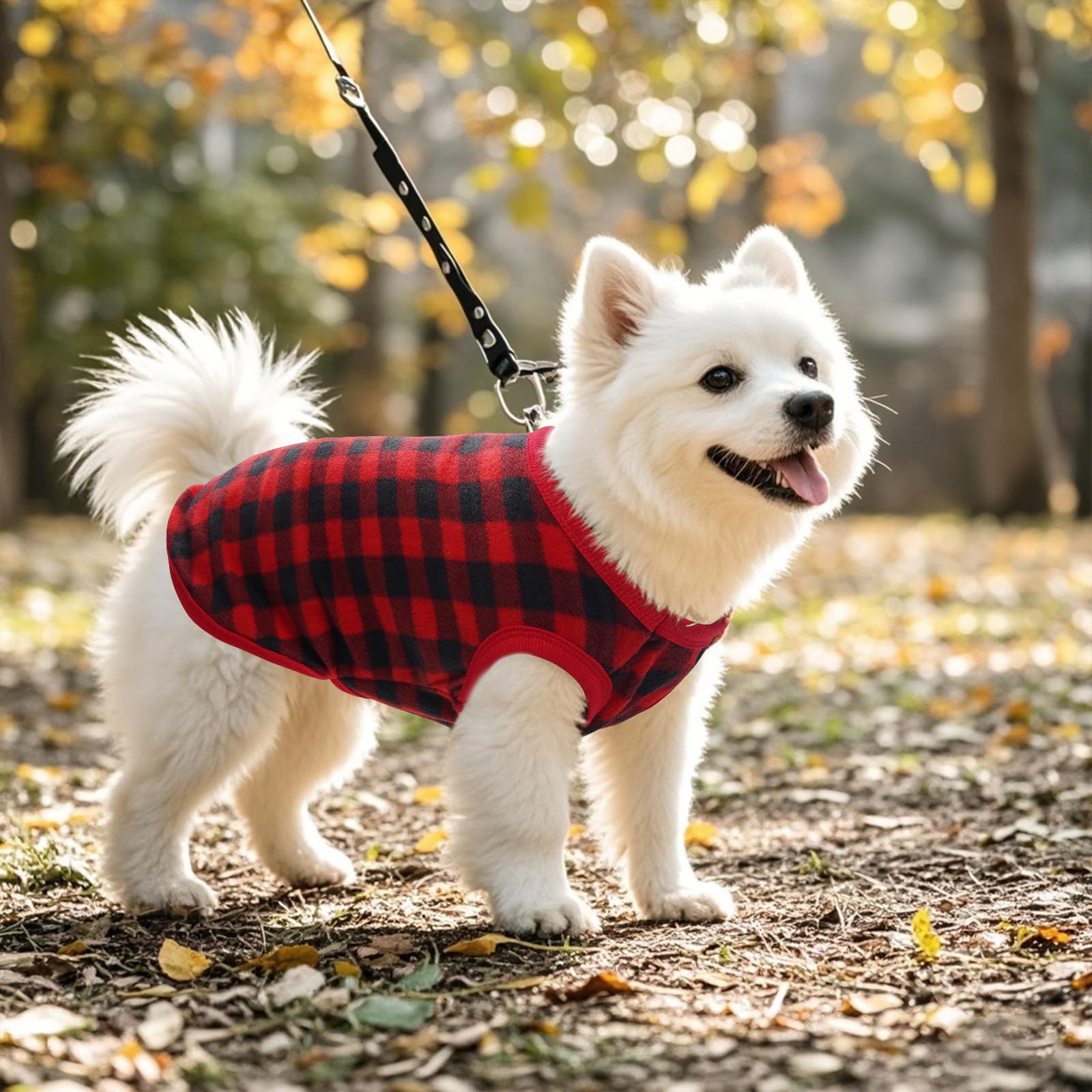 Topbuti Dog Fleece Sweater Christmas Buffalo Plaid Pet Clothing Warm Soft Winter Clothes Pullover Jumper For Small Dogs Cats Pup