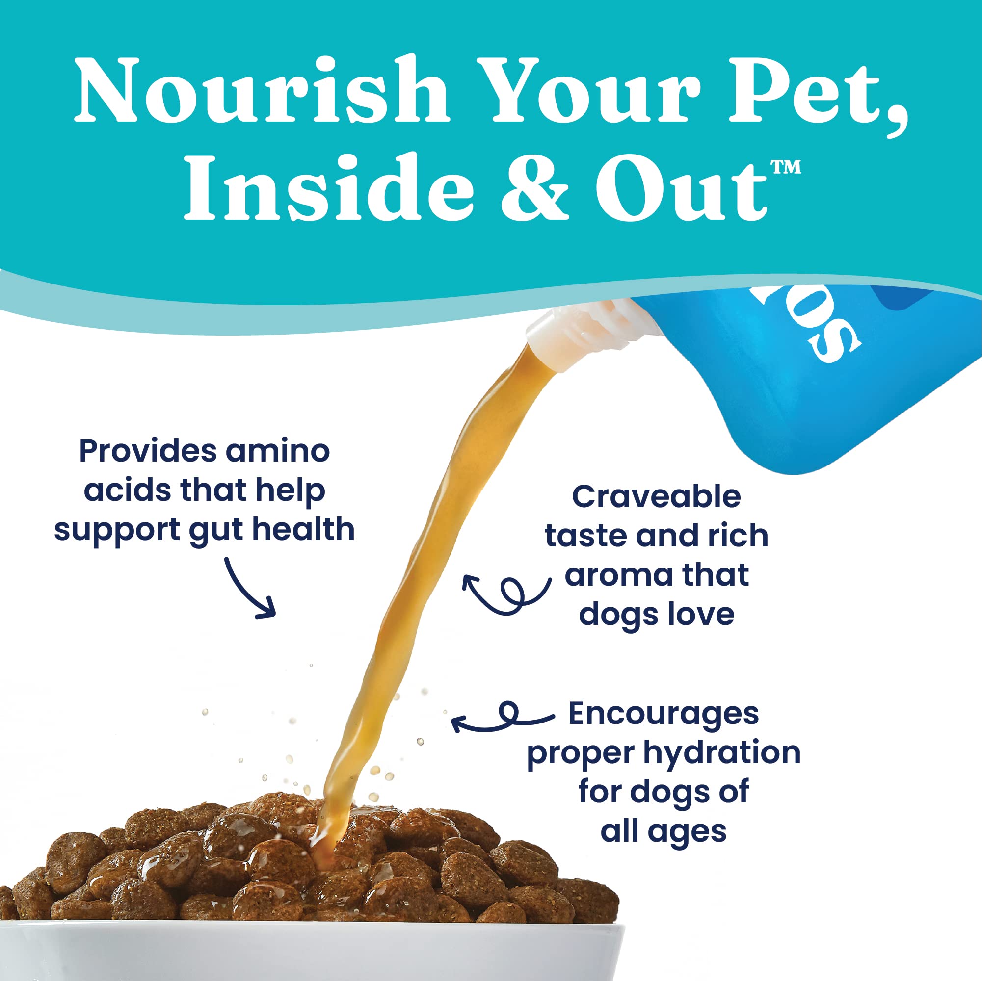 Solid Gold Chicken Bone Broth for Dogs - Grain Free, 96 Fl Oz - Nutrient Dense Gravy Topper for Gut Health & Hydration