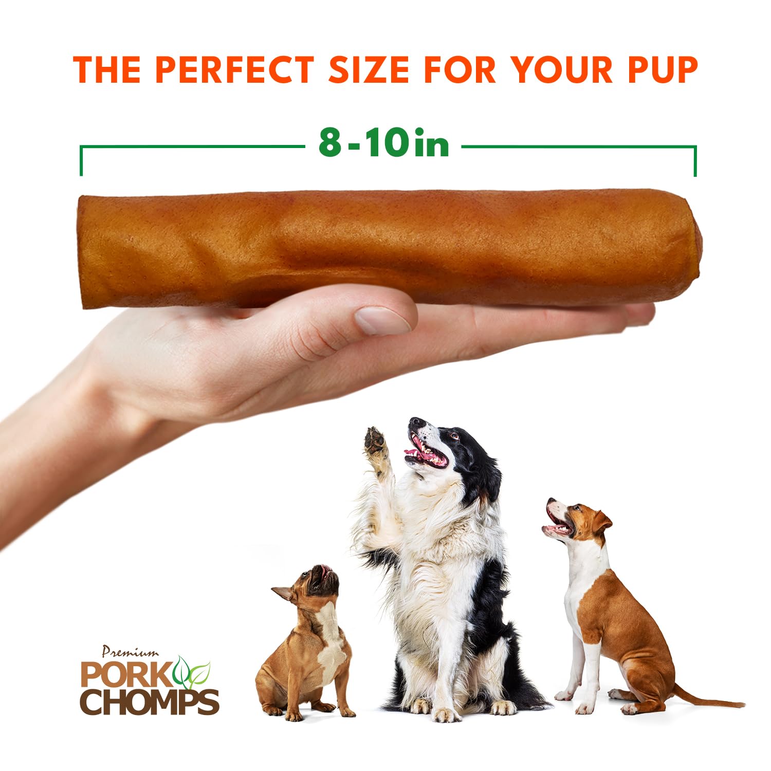 Pork Chomps Roasted Pork Skin Dog Chew, 8-inch Rolls, 1 Count