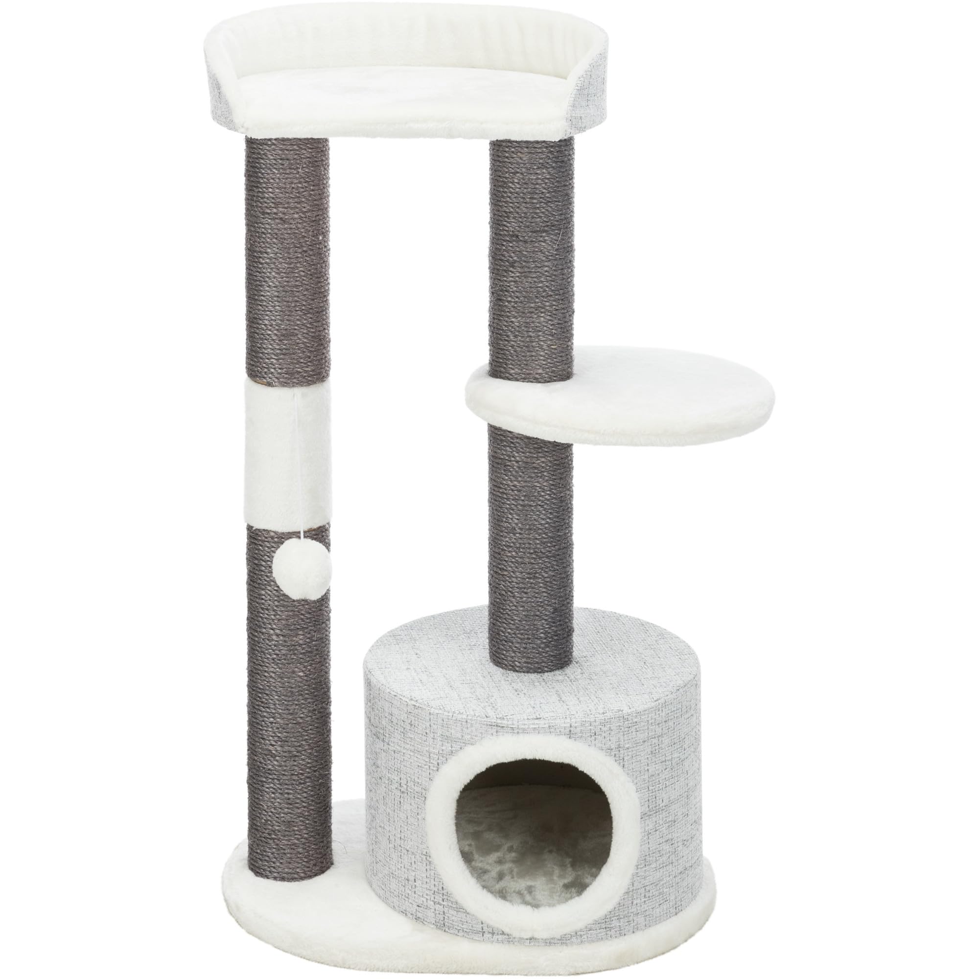 Trixie Pilar Cat Scratching Post 39.4 Inch - With Durable Sisal Rope (Gray) And Condo, Two Platforms, Top Platform With Backrest