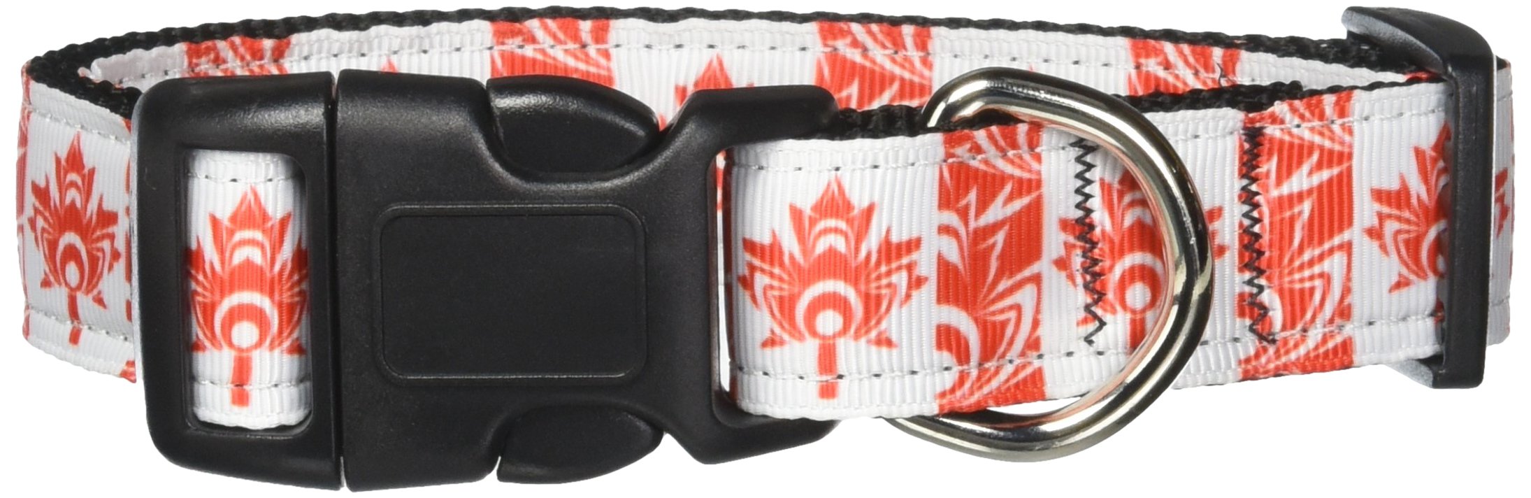 Pet Dog & Cat Nylon Collar or Leash, &quot;Canadian Flag In Swirls&quot; MD Collar