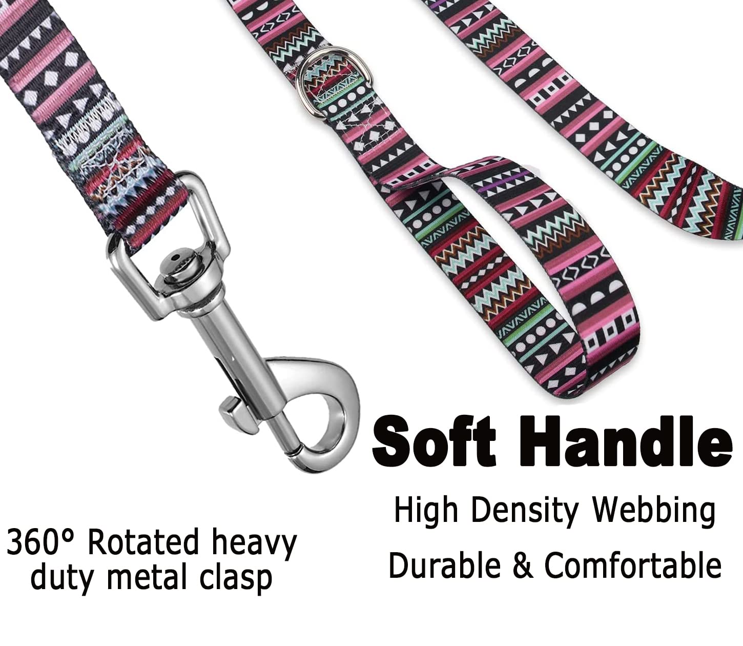 Mihqy Dog Collar And Leash Set With Bohemia Floral Tribal Geometric Patterns - Soft Ethnic Style Collar Adjustable For Small Medium Large Dogs(Bohemian Purple Set,M)