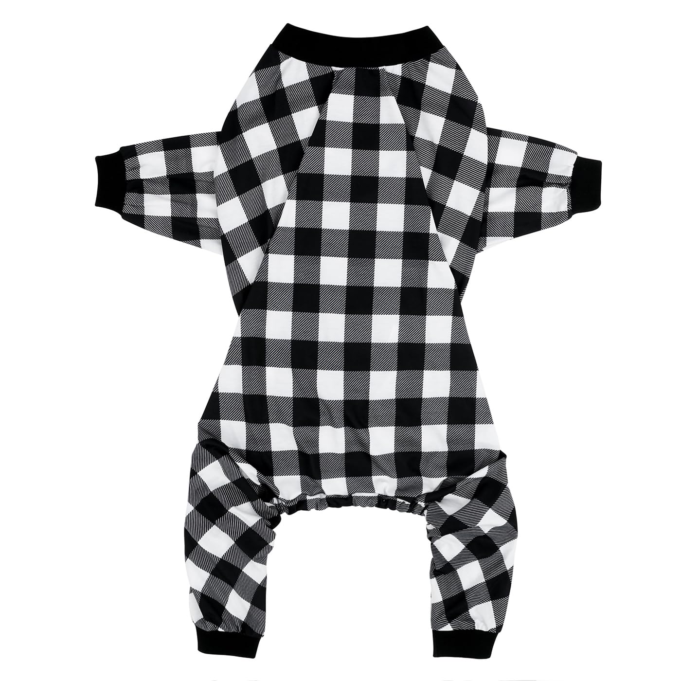 HDE Dog Pajamas One Piece Jumpsuit Lightweight Dog PJs Shirt for M-3XL Dogs Black & White Buffalo Plaid - 3XL