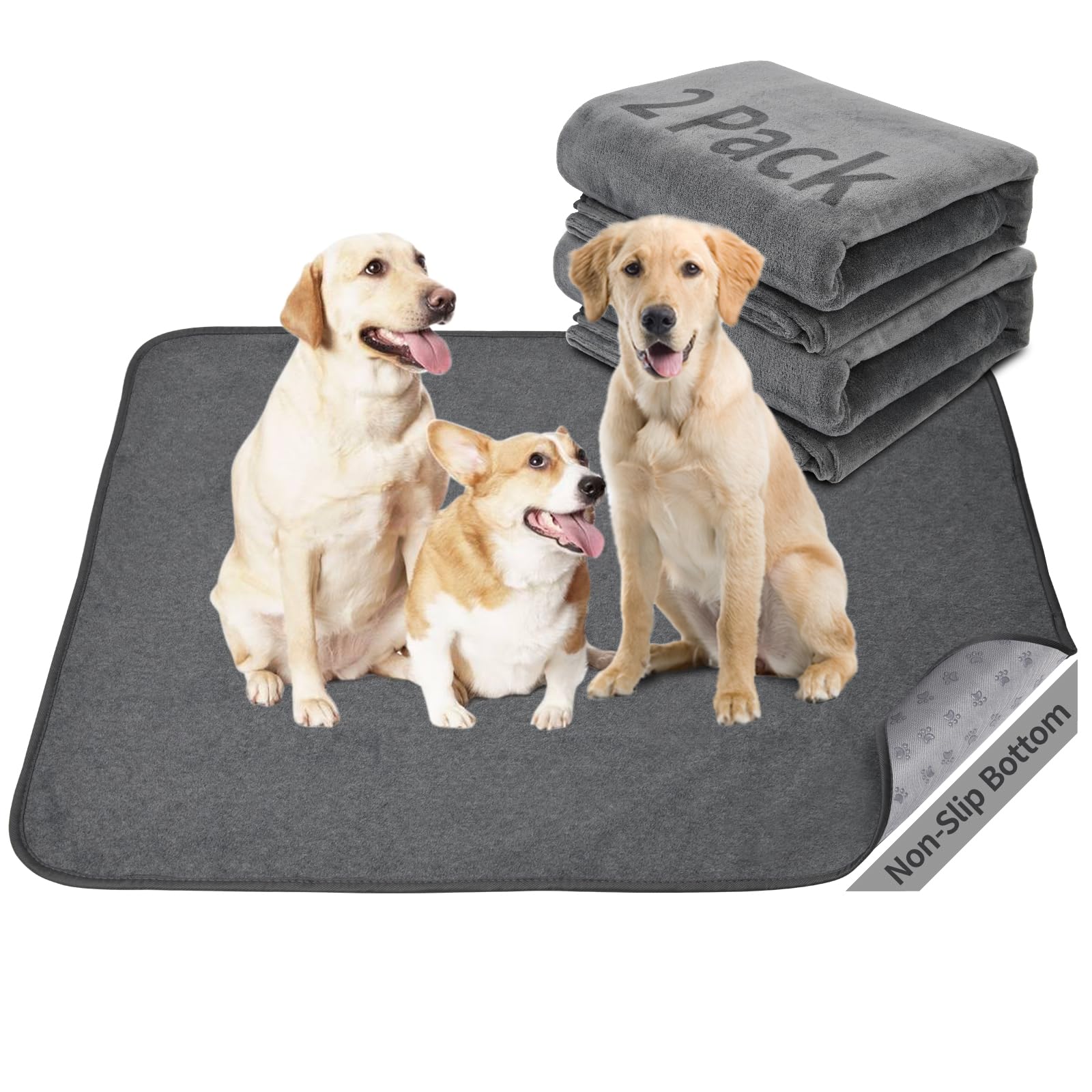 Puppy Pads Washable 2 Pack, 41X41 Washable Dog Pee Pads Whelping Pads, Absorb Dog Mats, Non-Slip Dog Training Pads For Whelping,