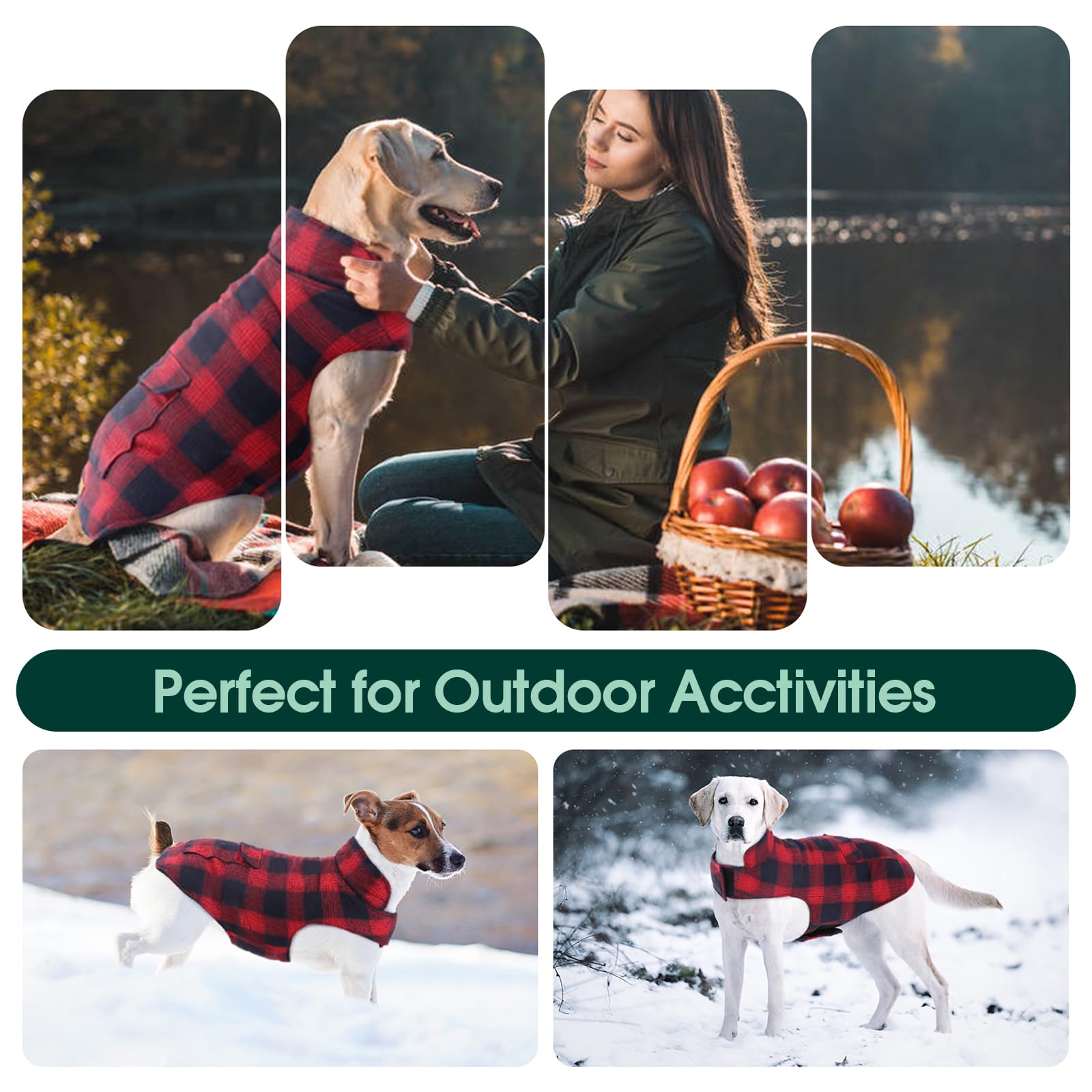 Kuoser Reversible Winter Coat, British Style Jacket For Small Medium And Large Dogs - Warm, Windproof Puppy Cold Weather Vest -