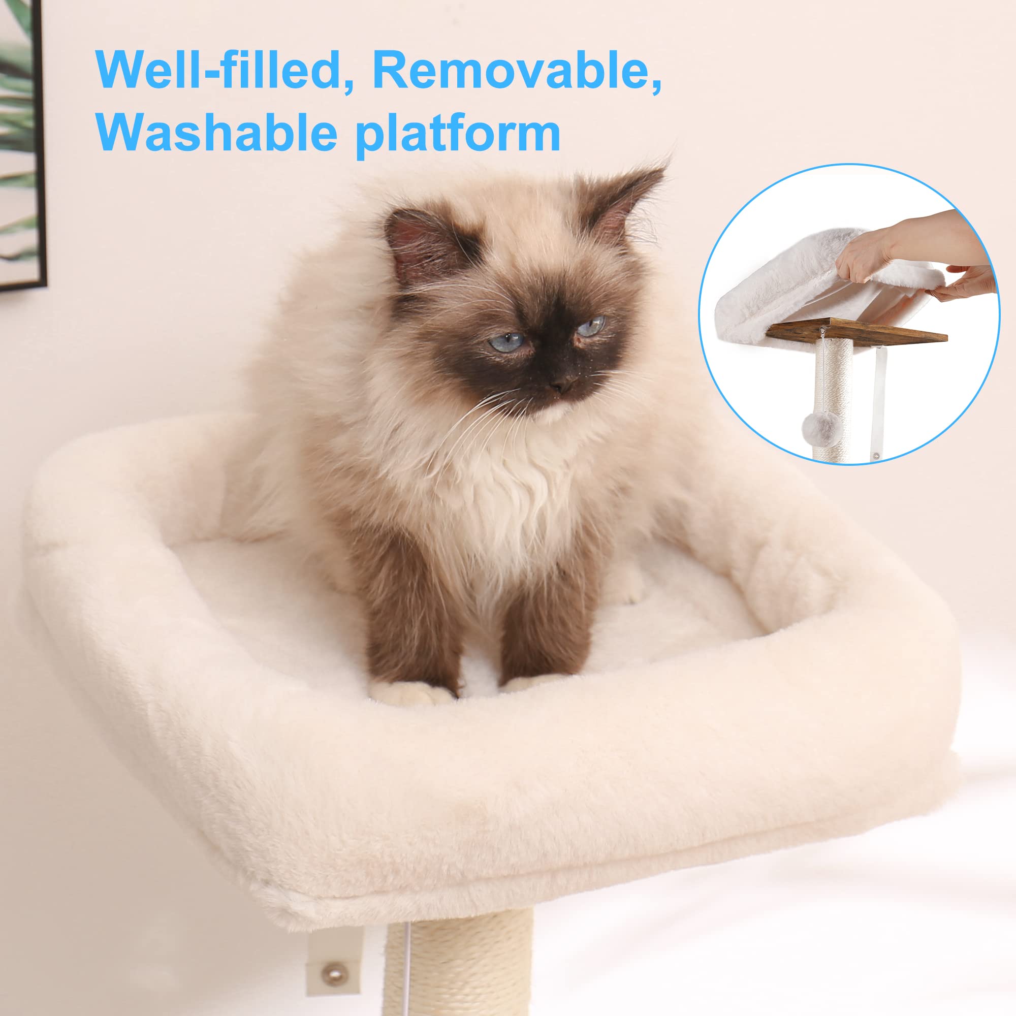 Hey-brother Cat Tree with XL Litter Box Enclosure, Rustic Brown, L (28.3"×17.7"×48"), Plush Fabric, Scratching Posts, Modern Design