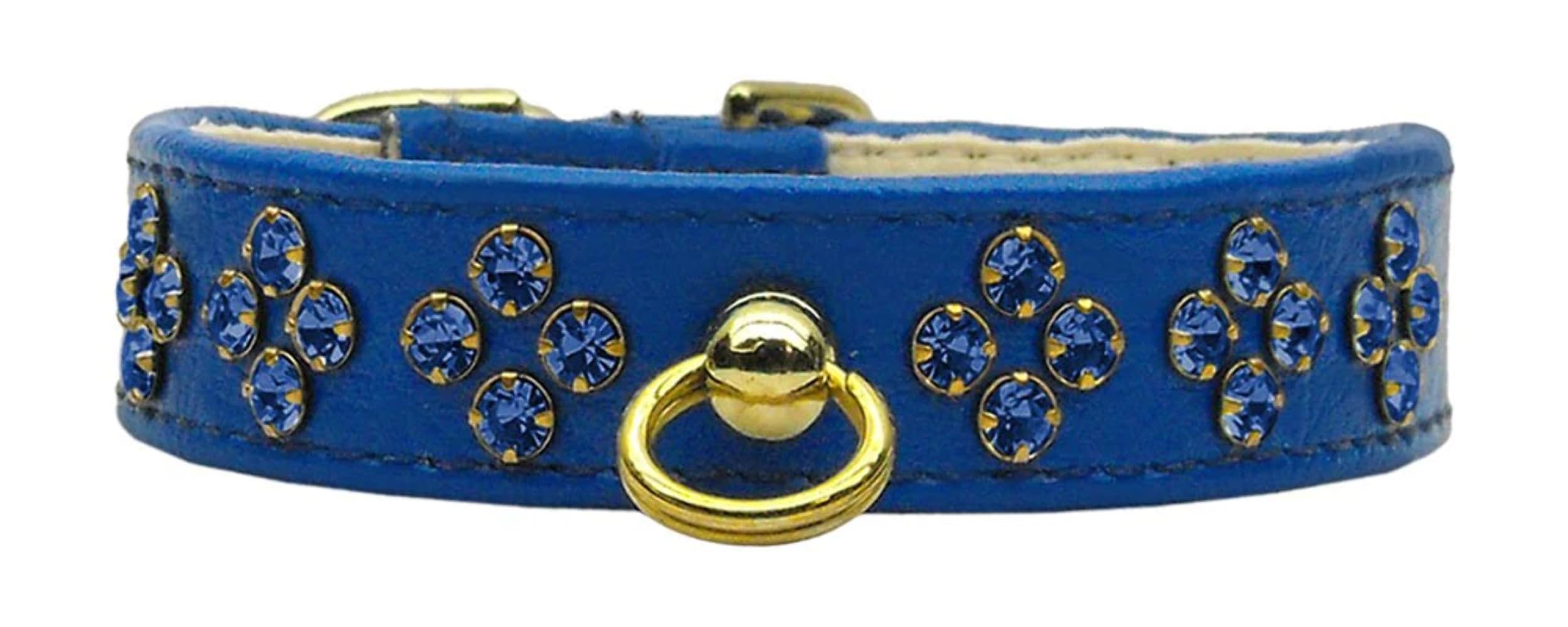 Dog, Puppy & Pet Collar, Tiara Rhinestone Blue w/Blue Stones 20