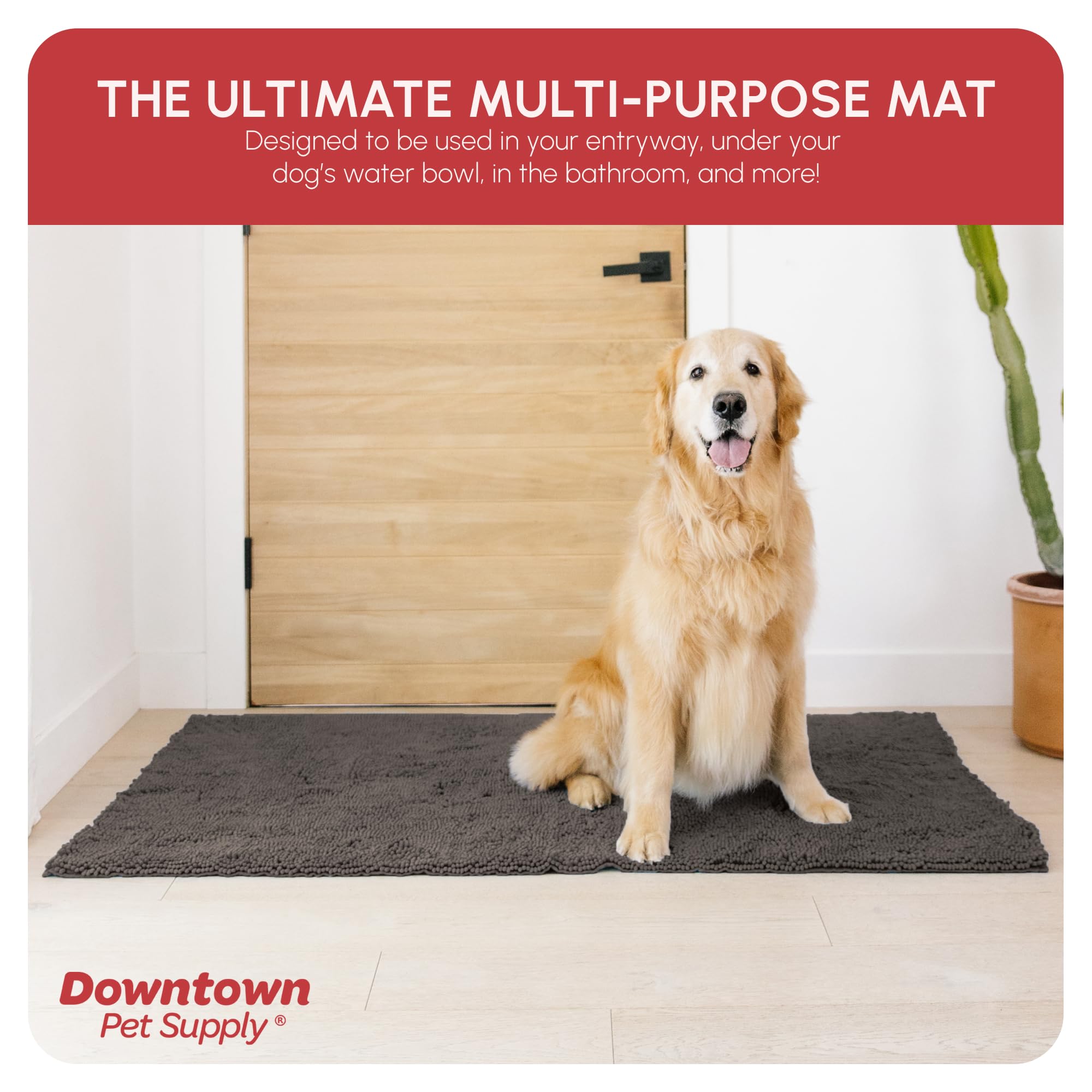 My Doggy Place Microfiber Dog Mat for Muddy Paws, 60 x 36 Ash - Non-Slip, Absorbent and Quick-Drying Dog Paw Cleaning Mat, Washe