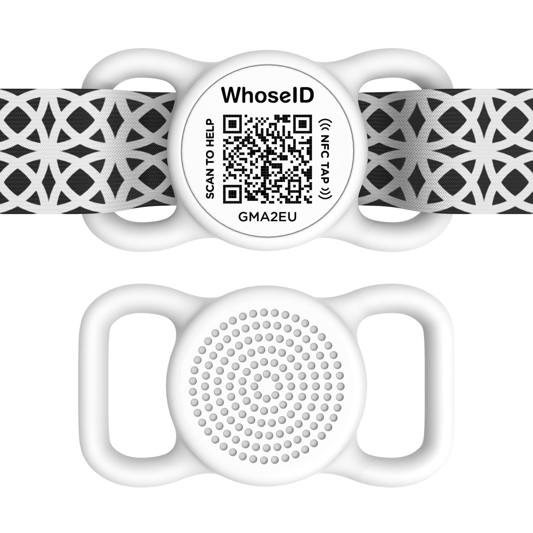 WhoseID QR Code Dog Tag with NFC, Personalized ID Tag, Silent Silicone Tag, Modifiable Online Profile, Multiple Emergency Contac