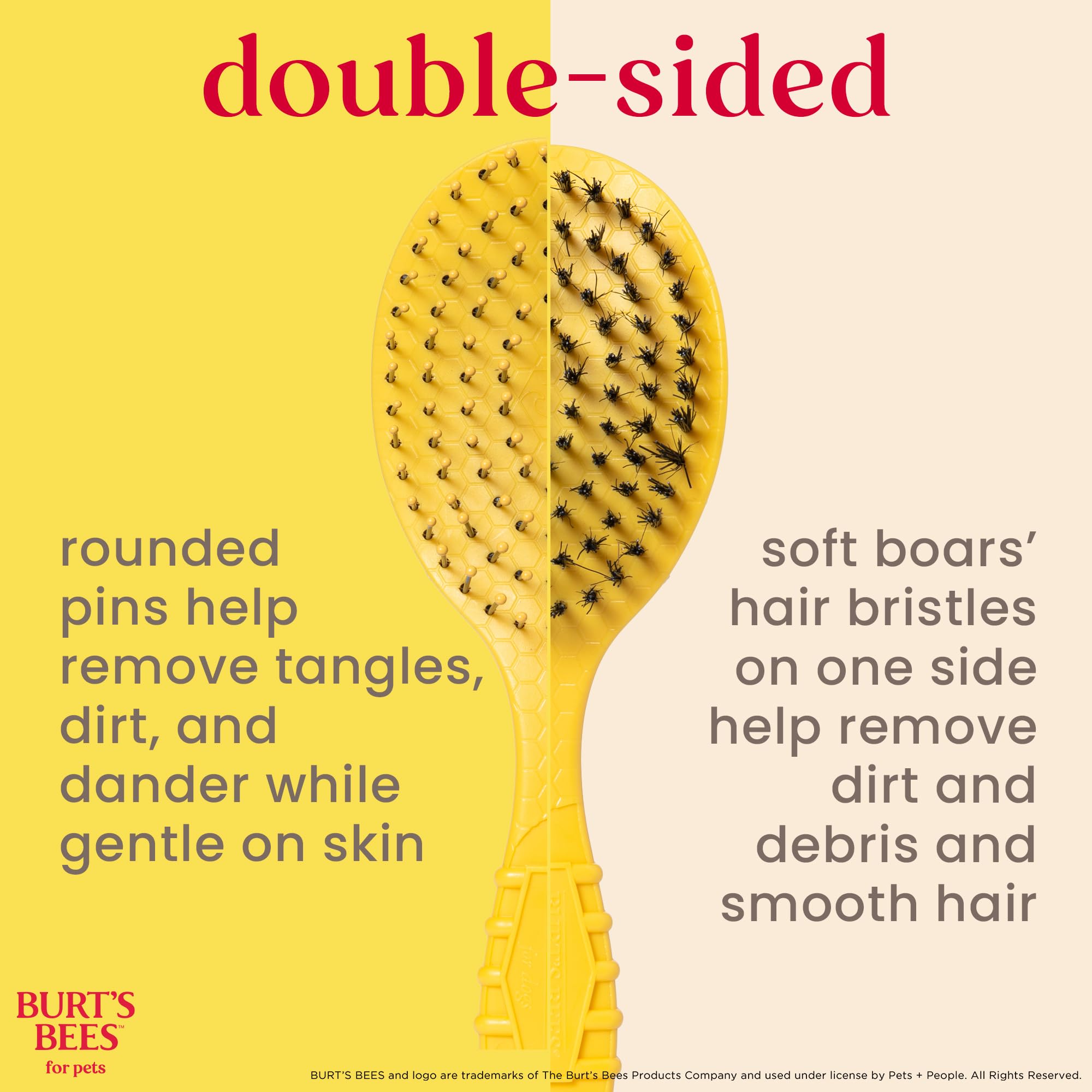 Burt'S Bees For Pets Double Sided Brush For Large Dogs With Handle Made From Recycled Plastics Collected From Coastal Communitie