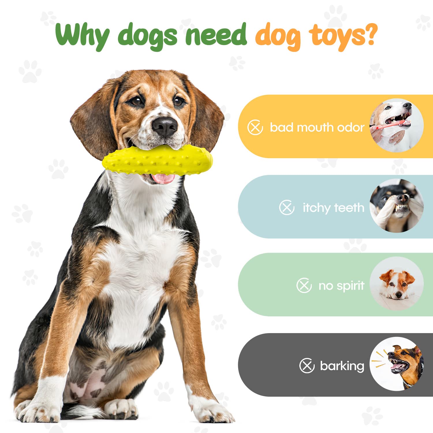 Sedioso Dog Toys For Aggressive Chewers, Though Rubber Dog Chew Toy, Dog Squeaky Toy For Small, Middle And Large Breed (Chew, Cucumber, Yellow)