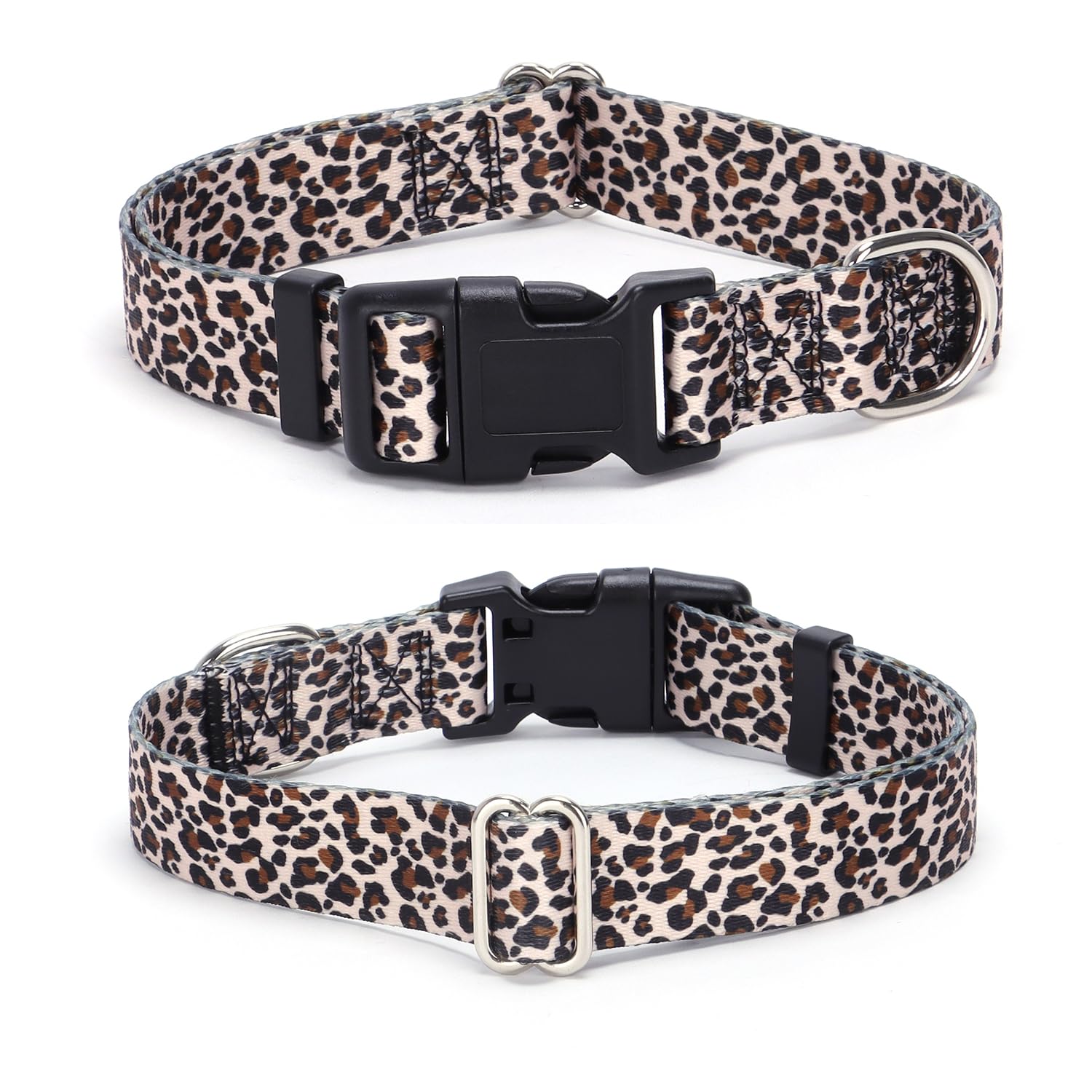 Cheetah Dog Collar, Cute Pretty Leopard Print Pattern Design Quick Release Buckle Soft Nylon Female Collars for Small Medium Lar
