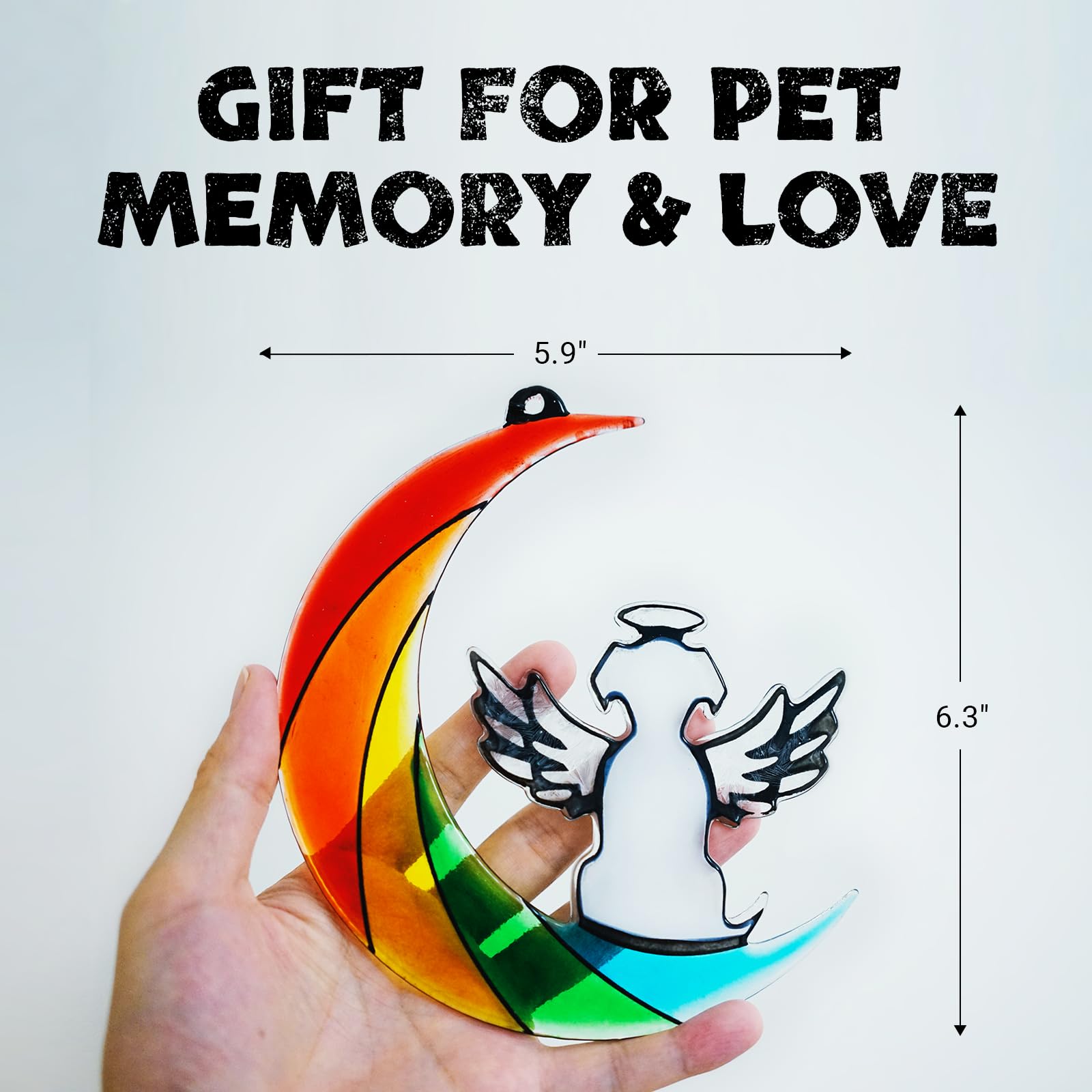 Leotrag Stained Glass Dog Memorial Gifts For Loss Of Dog, Handmade Pet Memorial Gift, Rainbow Bridge