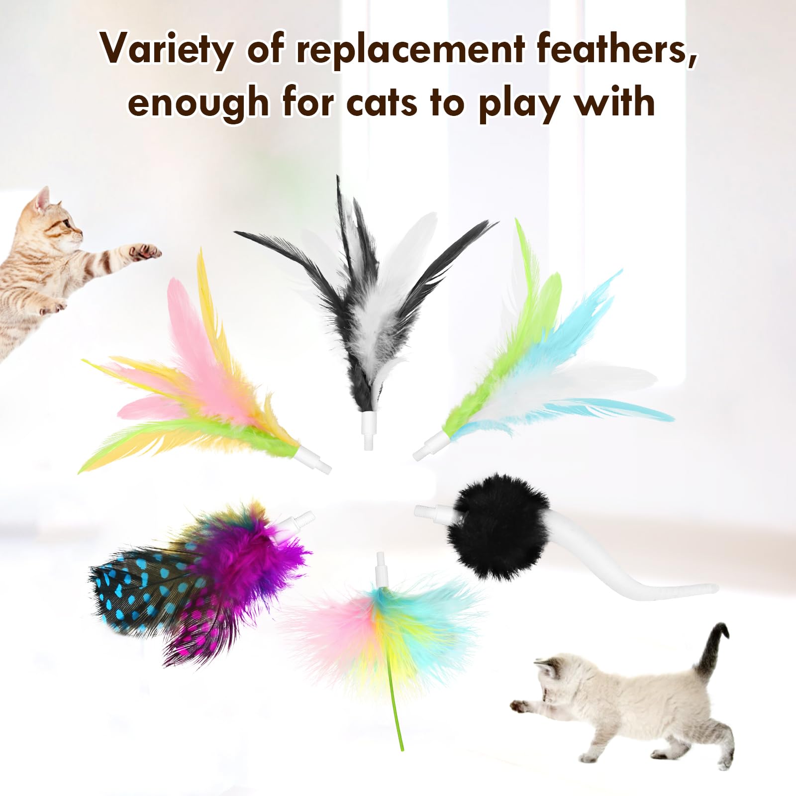 Apodess 6 Pcs Feather Replacement Cat Toys For Ct01 Cat Toy Feather Accessories For Indoor Refills Kittentoy Accessories