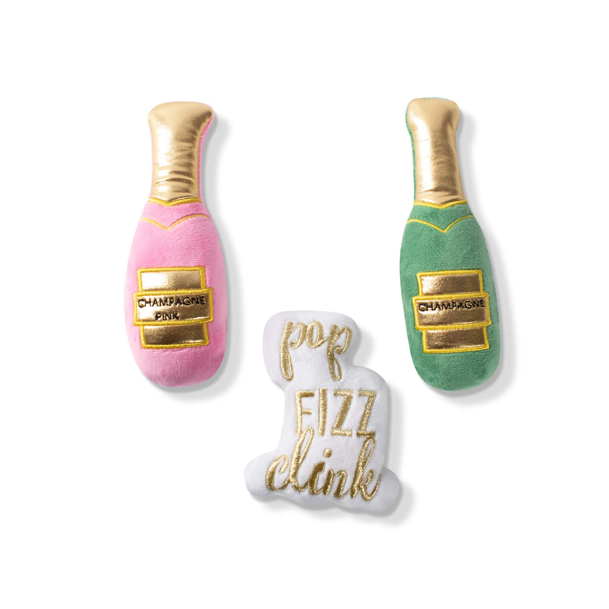 Fringe Studio Mini Plush Pet Toy Set With Squeaker, Feelin’ Bubbly! (289428), Multicolor