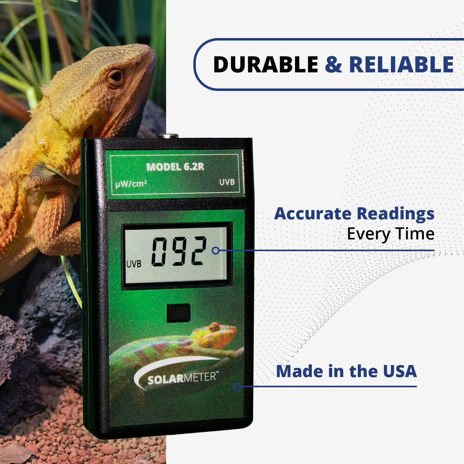 Solarmeter Model 6.2R Reptile Uvb Lamp Meter, Handheld Digital Uvb Radiometer And Light Bulb Tester For Terrarium & Outdoor Activities, 0-1999 ?w/Cm2 Uvb, Made In Usa