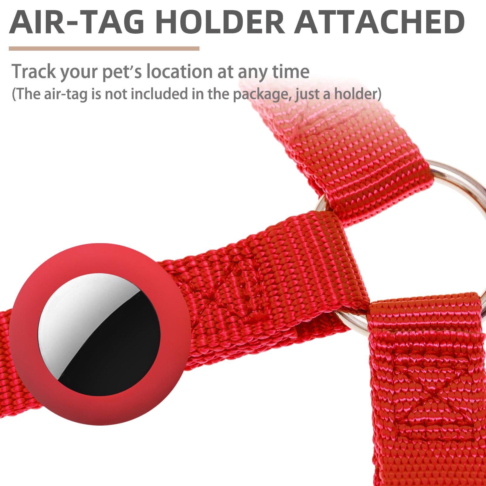 Pupteck No Pull Dog Harness Soft Adjustable Basic Nylon Step In Puppy Vest Outdoor Walking With Id Tag And A-Ir Tag Case, Red, S