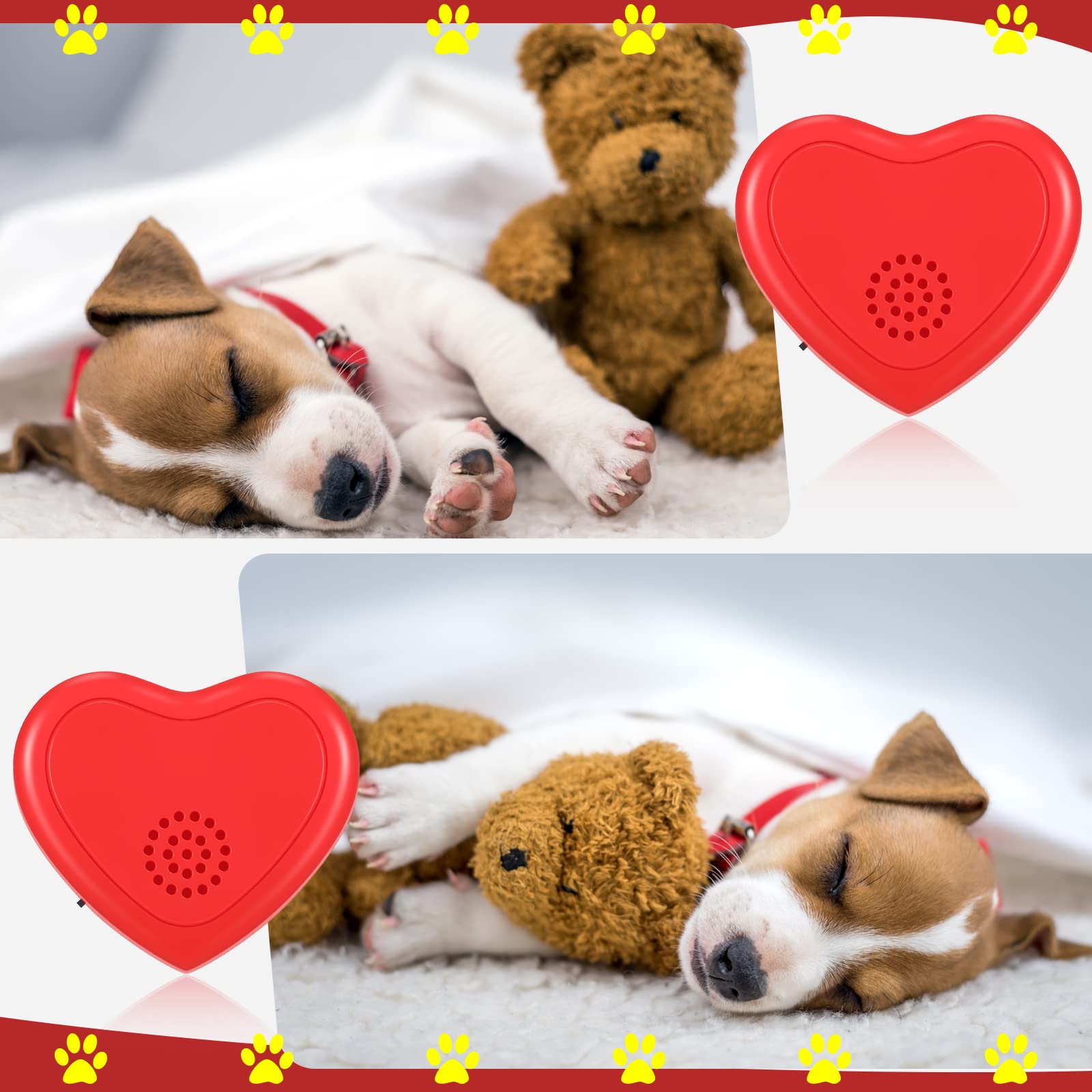 Wettarn 2 Pcs Heartbeat Puppy Toy Dog Anxiety Relief Red Heartbeat Simulator Replacement Soother For Pet Behavioral Training Sleep Aid Calming Toys Cat Kitten Dog Add To Blankets Pillows Beds