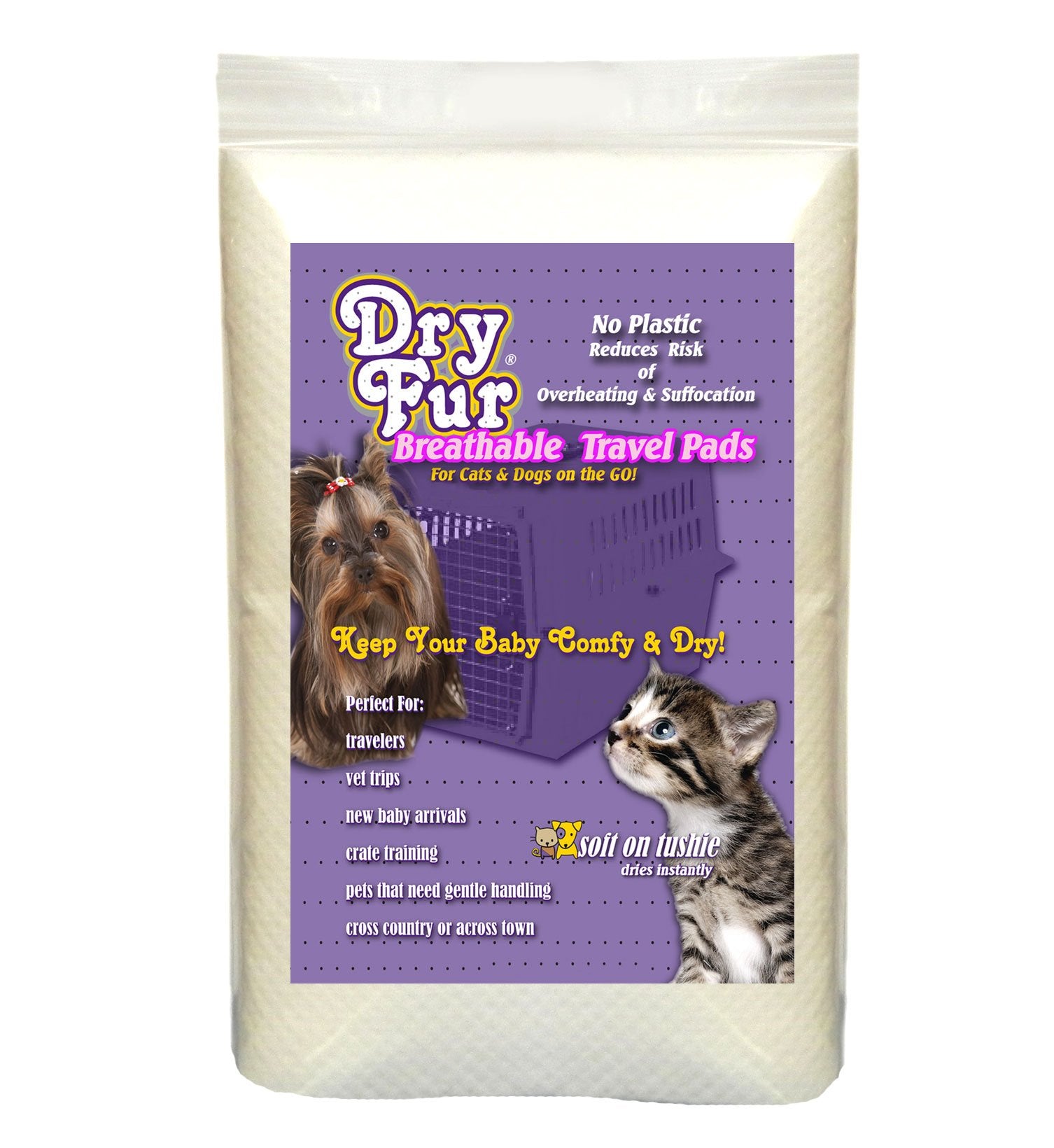 Dryfur Super Absorbent Pet Carrier Travel Pads (Xl - 24In X 35In) 4 Pack