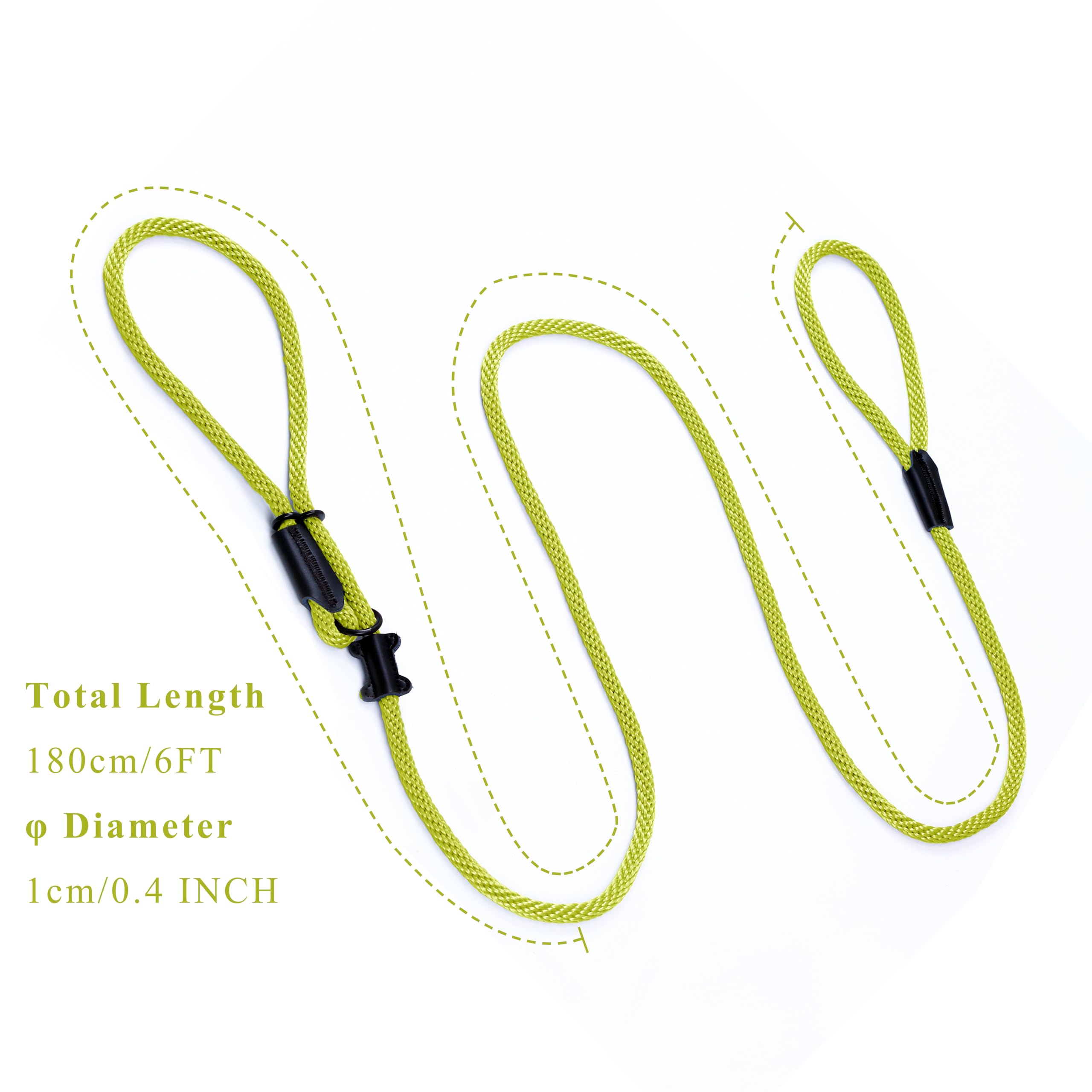 Multifunctional Figure 8 Padded Head Halter Walking Training Leather Stopper Slip Lead Dog Rope Leash (Fluorescent Yellow)
