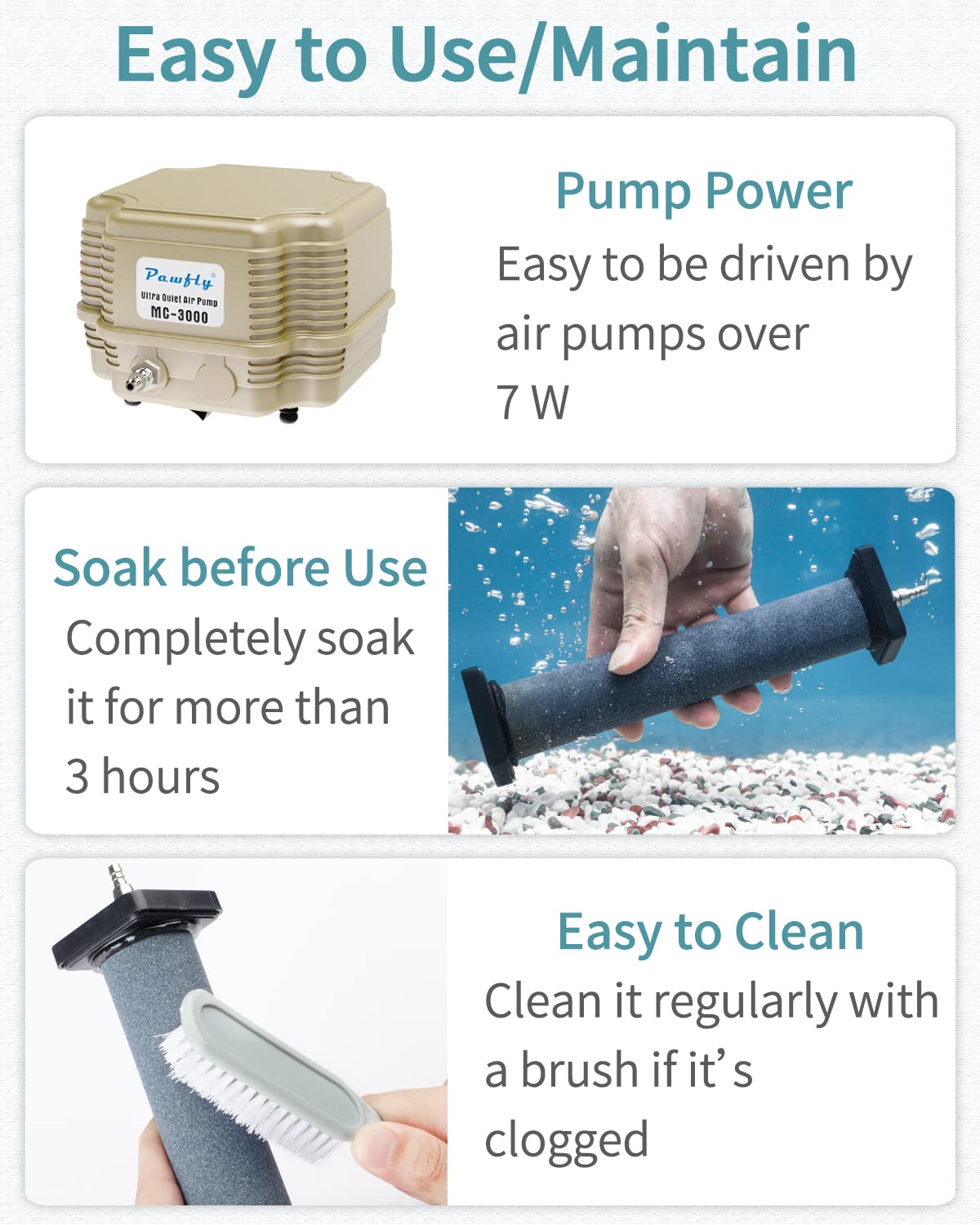 Pawfly Aquarium 8 Inch Air Stone Cylinder For Larger Air Pump Bubble Diffuser Release Tool For Outdoor Pond Garden Circulation System And Large Fish Tanks, 2 Pack