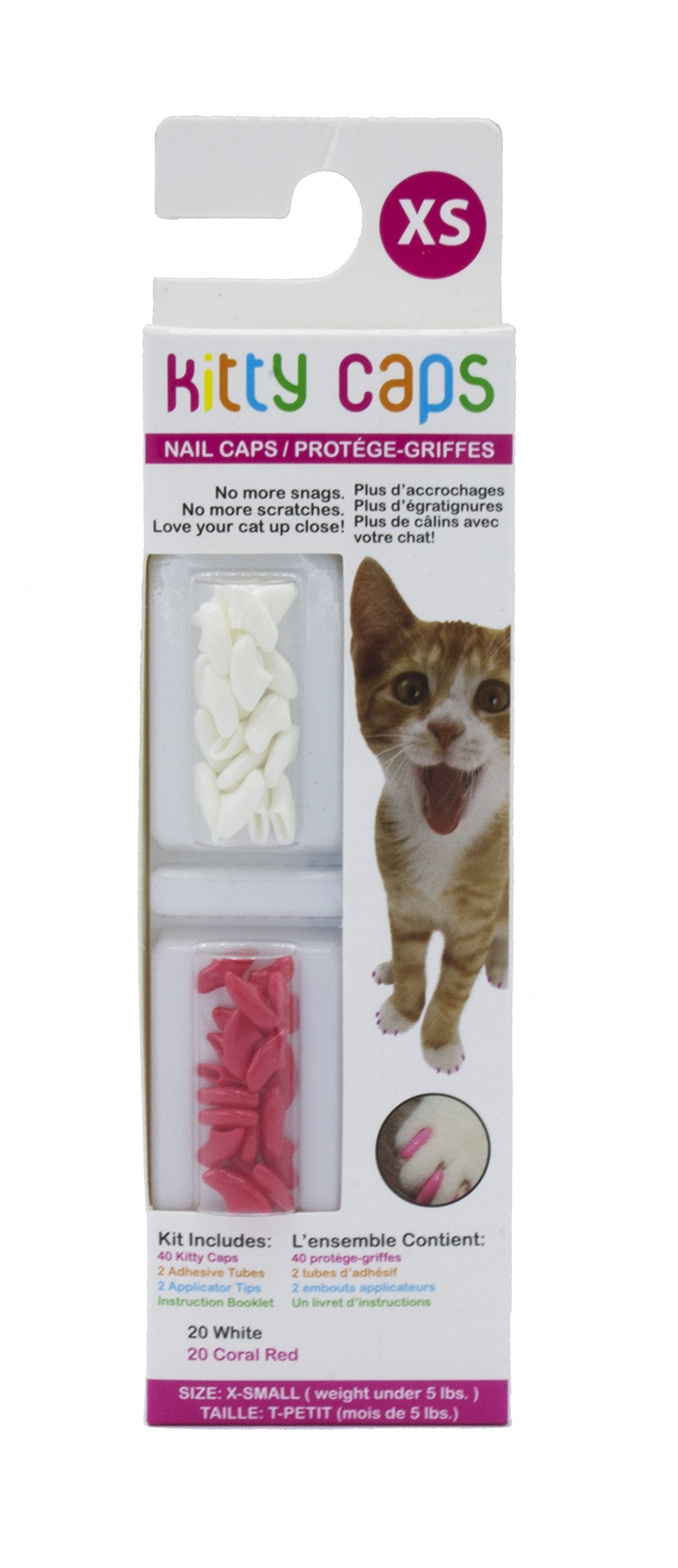 Kitty Caps Nail Caps for Cats Safe, Stylish & Humane Alternative to Declawing Covers Cat Claws, Stops Snags and Scratches, X-Sma