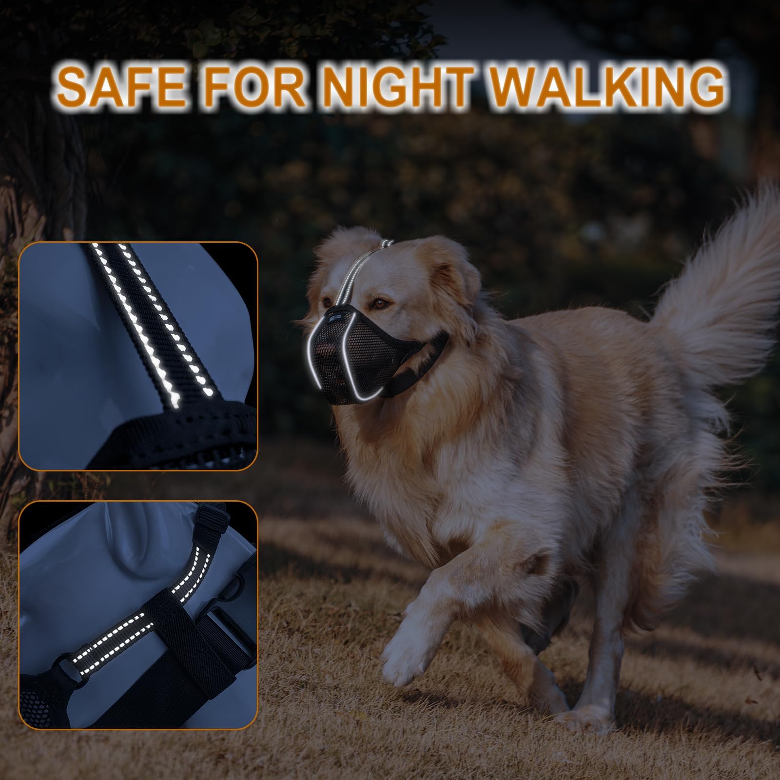 Arblina Dog Muzzle, Soft Mesh Muzzle For Large Small Medium Sized Dogs, Reflective Adjustable Lightweight Dog Muzzle For Scaveng