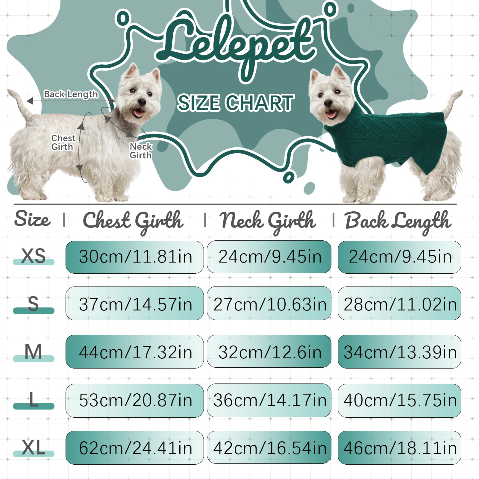 Lelepet Dog Sweater Dog Sweaters for Small Dogs Small Dog Sweater Turtleneck Dog Knitwear Sweatshirt Cable Knit Warm Dog Dress P