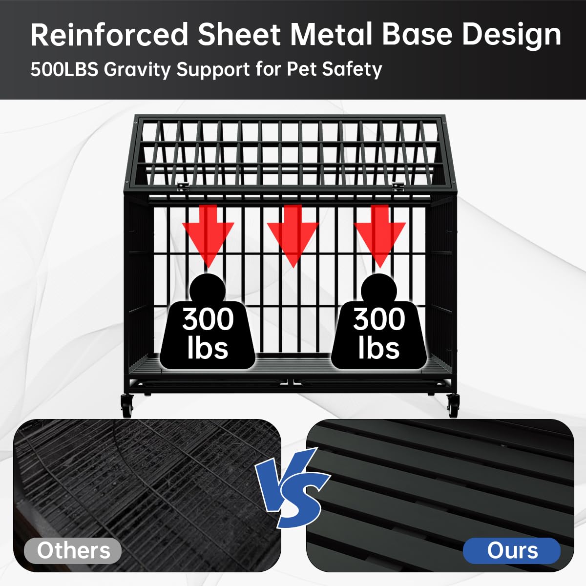 Snuowu 54/48 Inch Heavy Duty Dog Crate Large Dog Cage Strong Metal Dog Kennels And Crates For Large Dogs Top Open With Wheels 2
