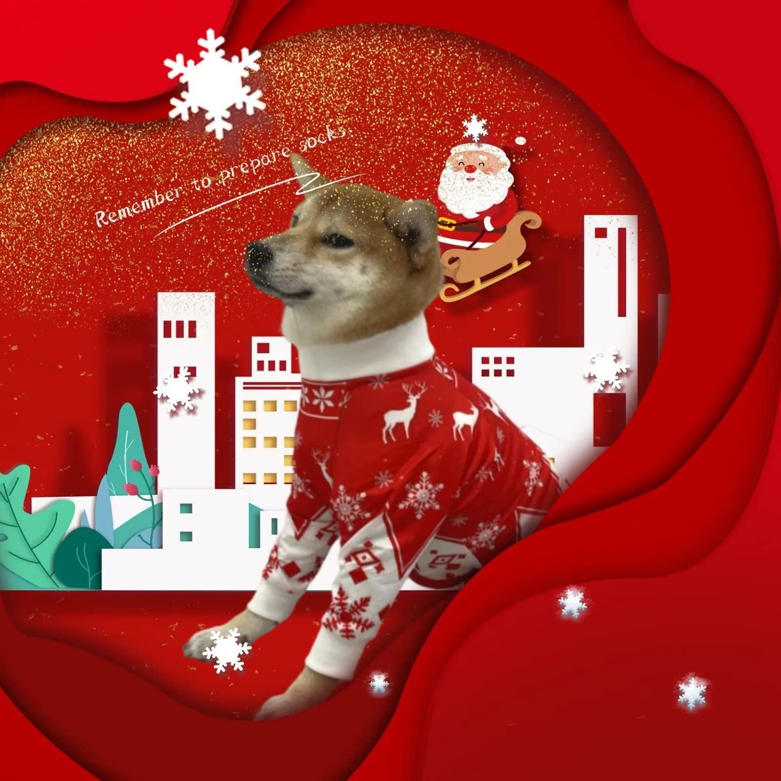 Xqpetlihai Christmas Dog Clothes Dog Onesie Surgery Recovery Suit Dog Pajamas for Large and Medium Dog (XS,CH)