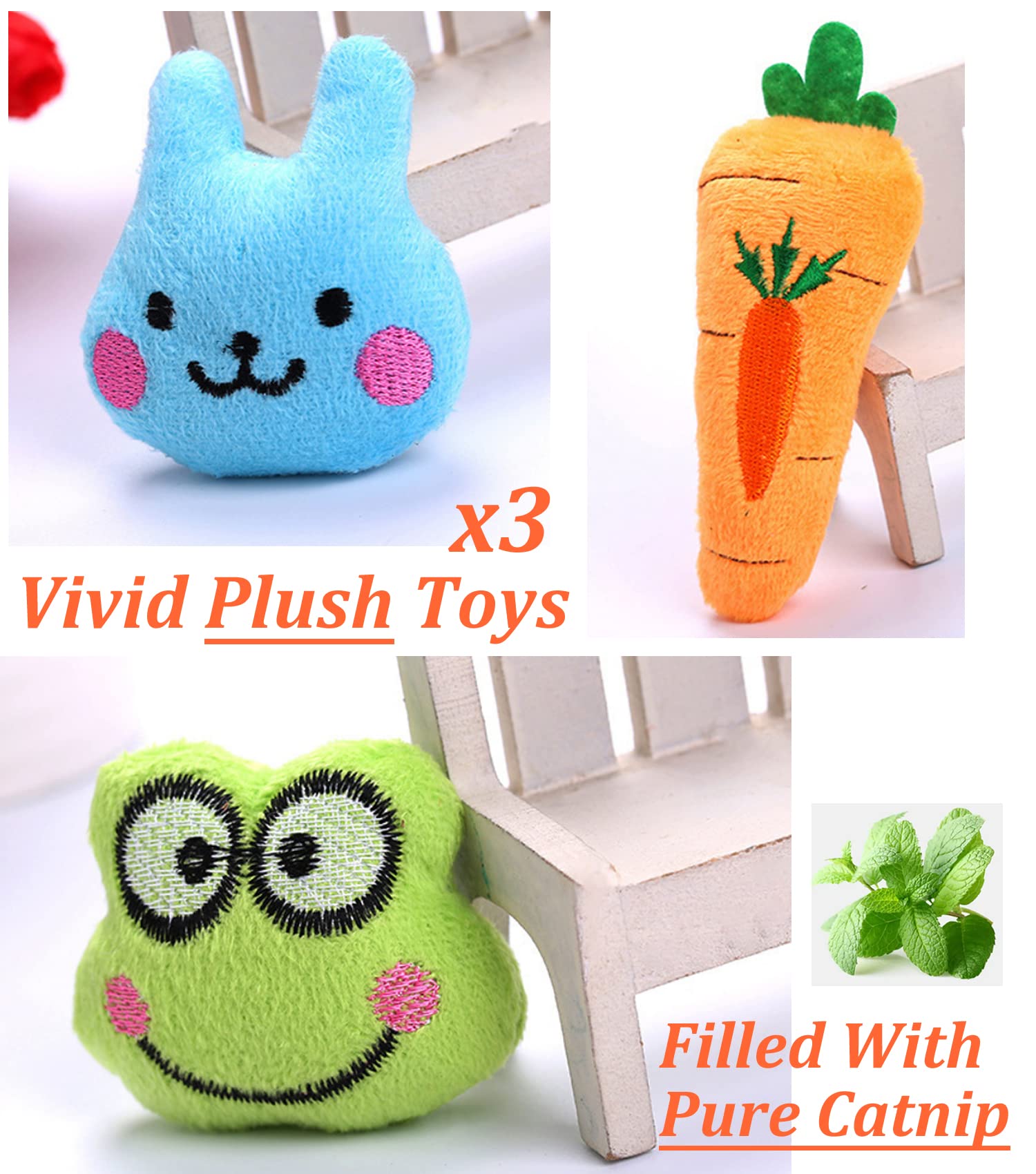 12 Pack Catnip Toys For Cats, Silvervine Sticks, Catnip Balls, Cat Nip Mice, Kicker Toys, Silver Vine Organic Chew Toys, Kitten