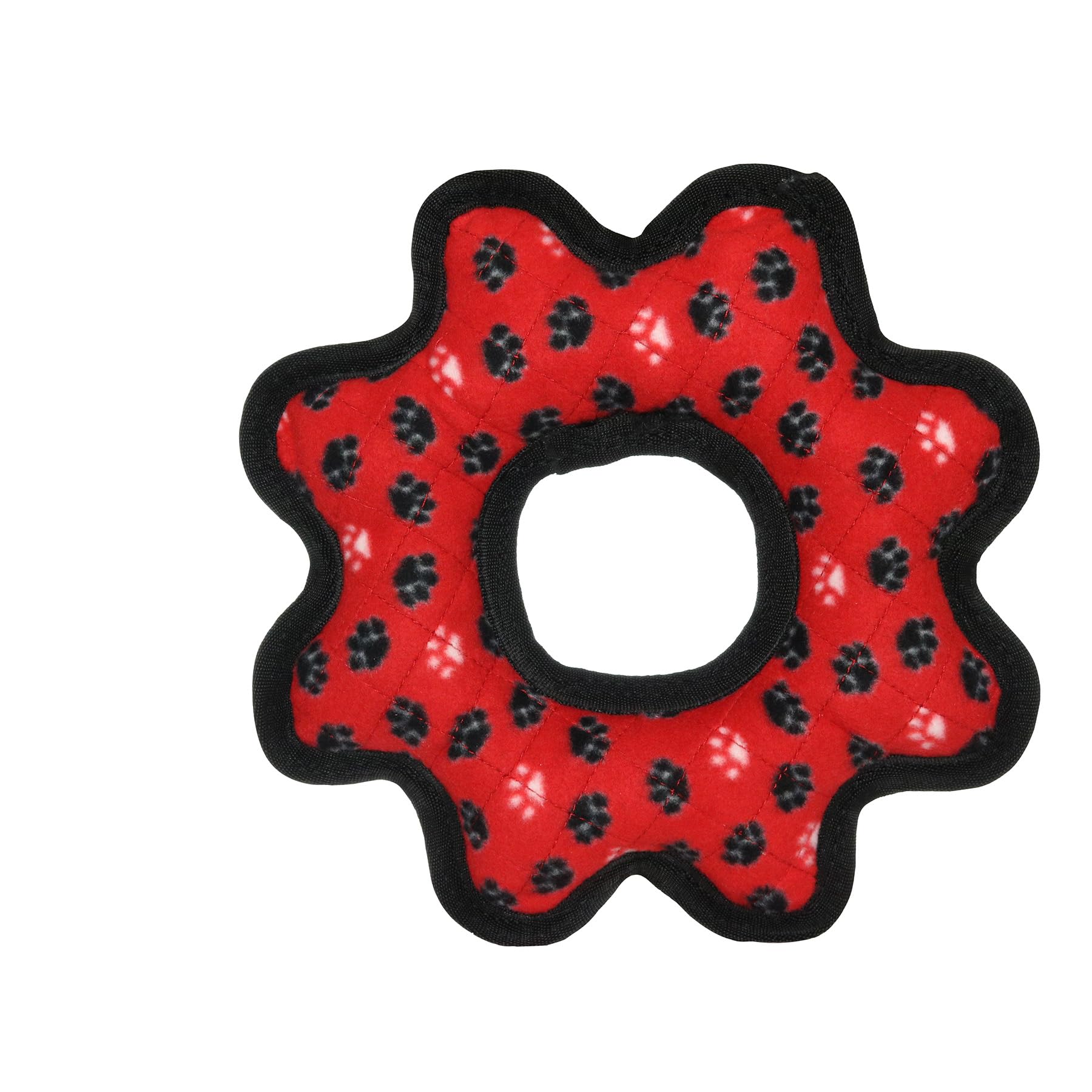 TUFFY Ultimate Gear Ring Dog Toy - Durable Fleece, Interactive Play, Regular Size, Red Paw, Model T-U-GR-RP