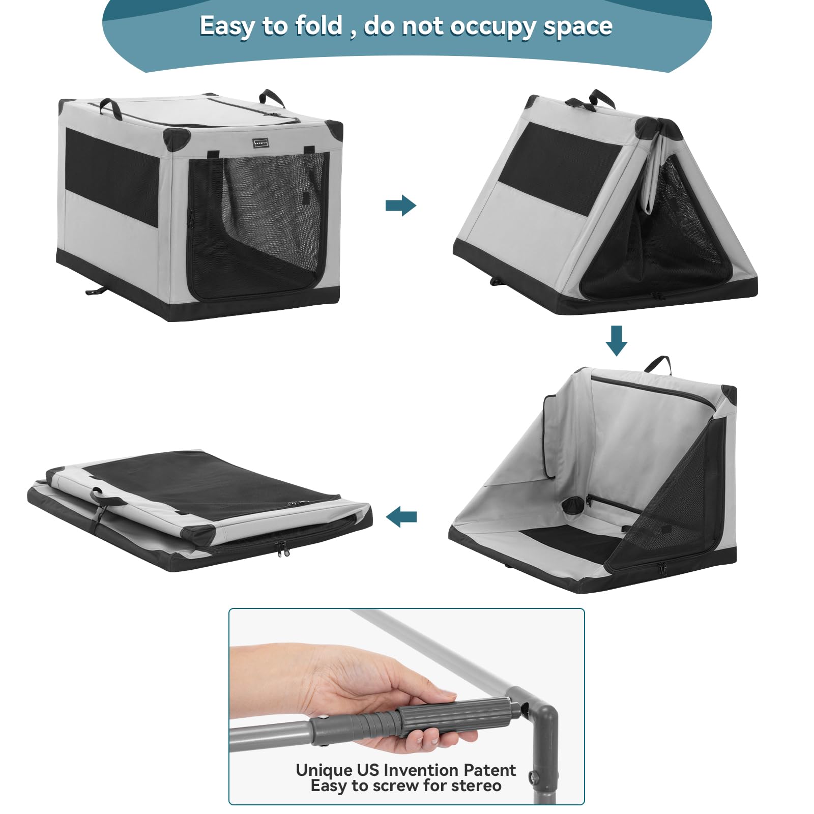 Petsfit Travel Dog Crate, With Patented Adjustable Fabric Cover, Chewproof & Lockable Mesh Doors, Waterproof Base Soft Sided Ken