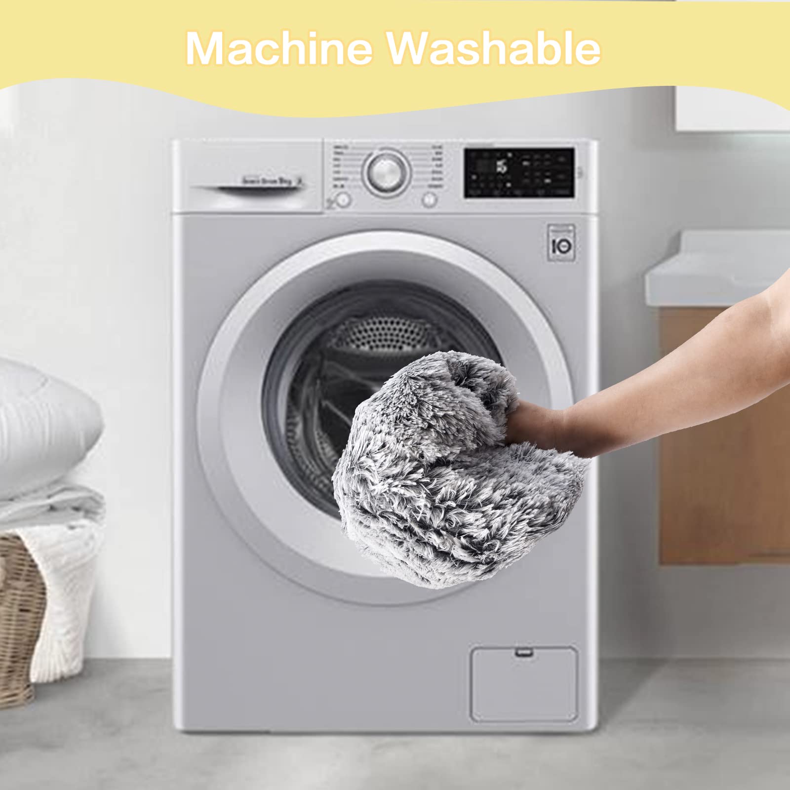 Bedfolks Calming Donut Dog Bed, 45 Inches Round Fluffy Dog Beds For Extra Large Dogs, Anti-Anxiety Plush Dog Bed, Washable Pet Bed With Non-Slip Bottom (Dark Grey, Extra Large)