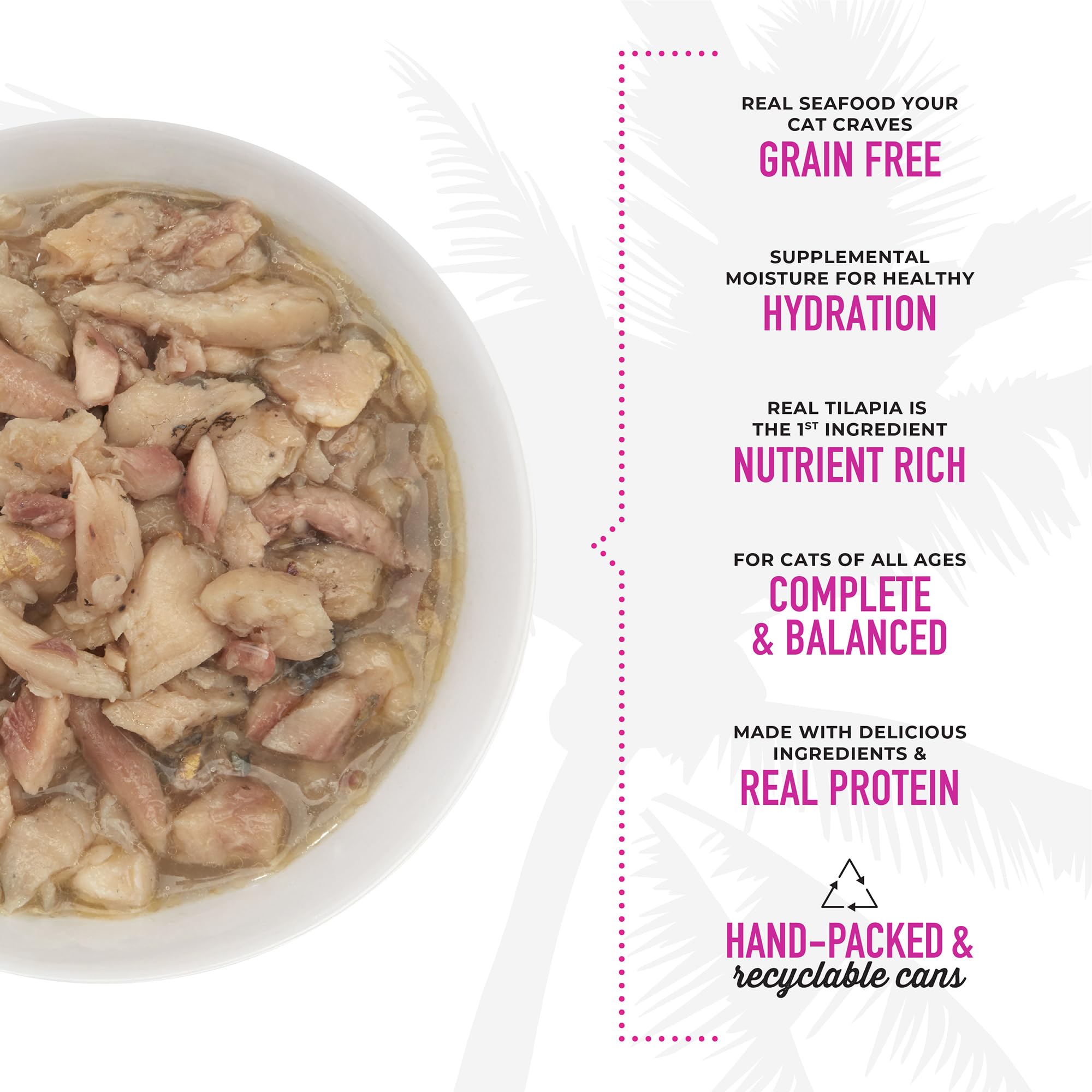 Tiki Cat Luau Shredded Meat, Tilapia Recipe in Tilapia Consumme, Grain-Free Balanced Nutrition Wet Canned Cat Food, For All Life