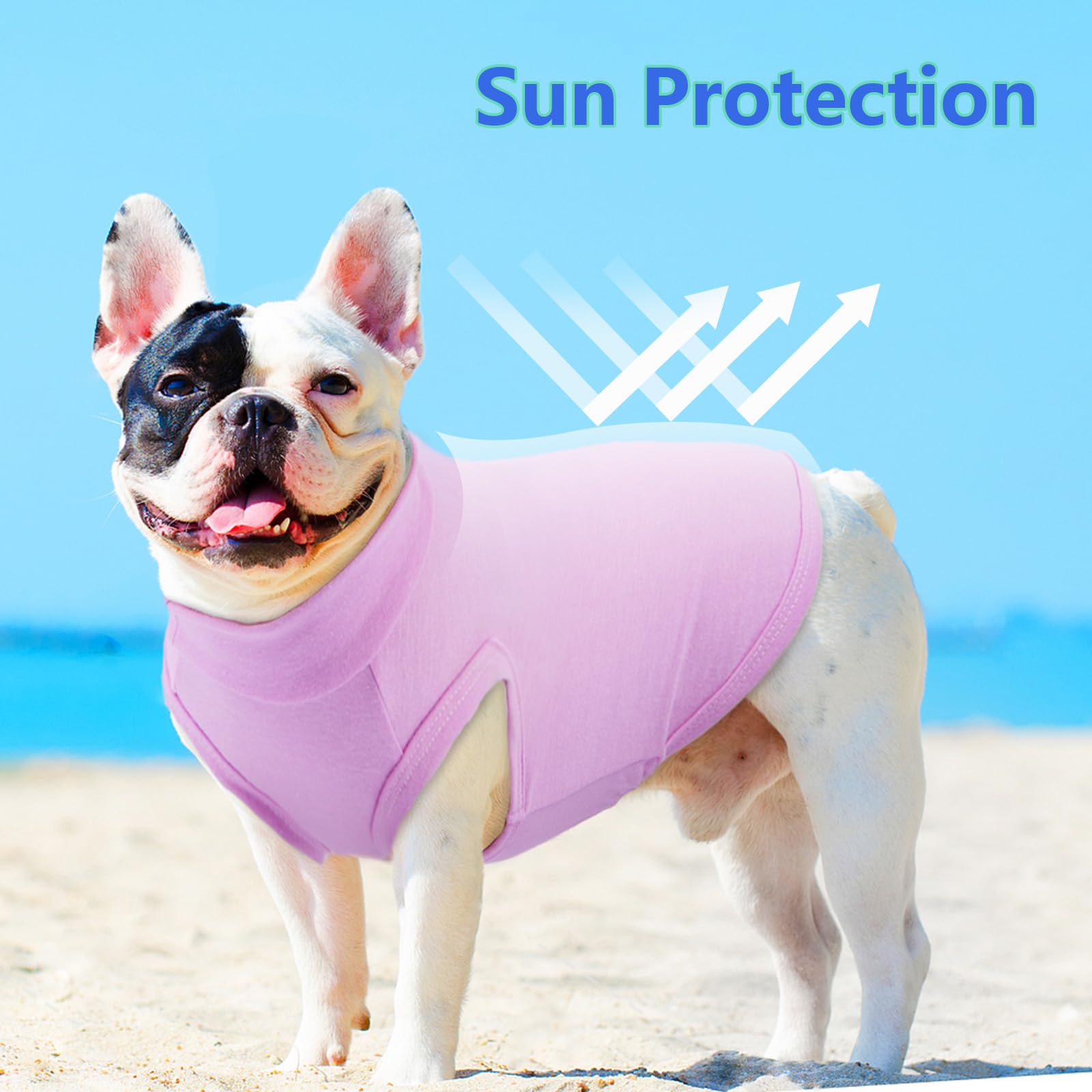 Migohi 2 Pack Breathable Dog T-Shirts, Dog Tee For Small Dogs Boy Girl, Sun Protection Tank Top Sleeveless Vest Summer, Puppy Sh